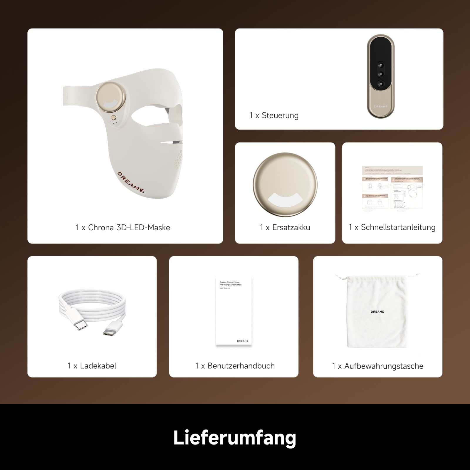 Dreame LED-Gesichtsmaske »Chrona« 280 LEDs, 5 Lichtmodi, kabellos, ergonomische 3D-Passform