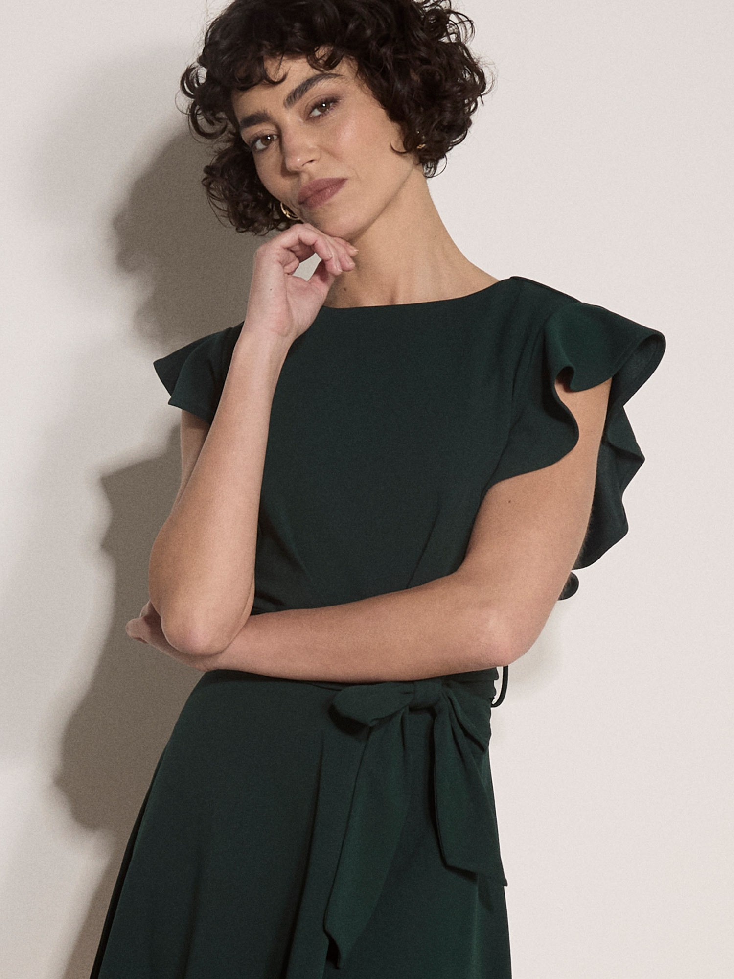 Apricot Minikleid »Mini-Kleid aus Jersey-Crêpe« mit Stoffgürtel, 2 tlg. mit Rüschenärmeln