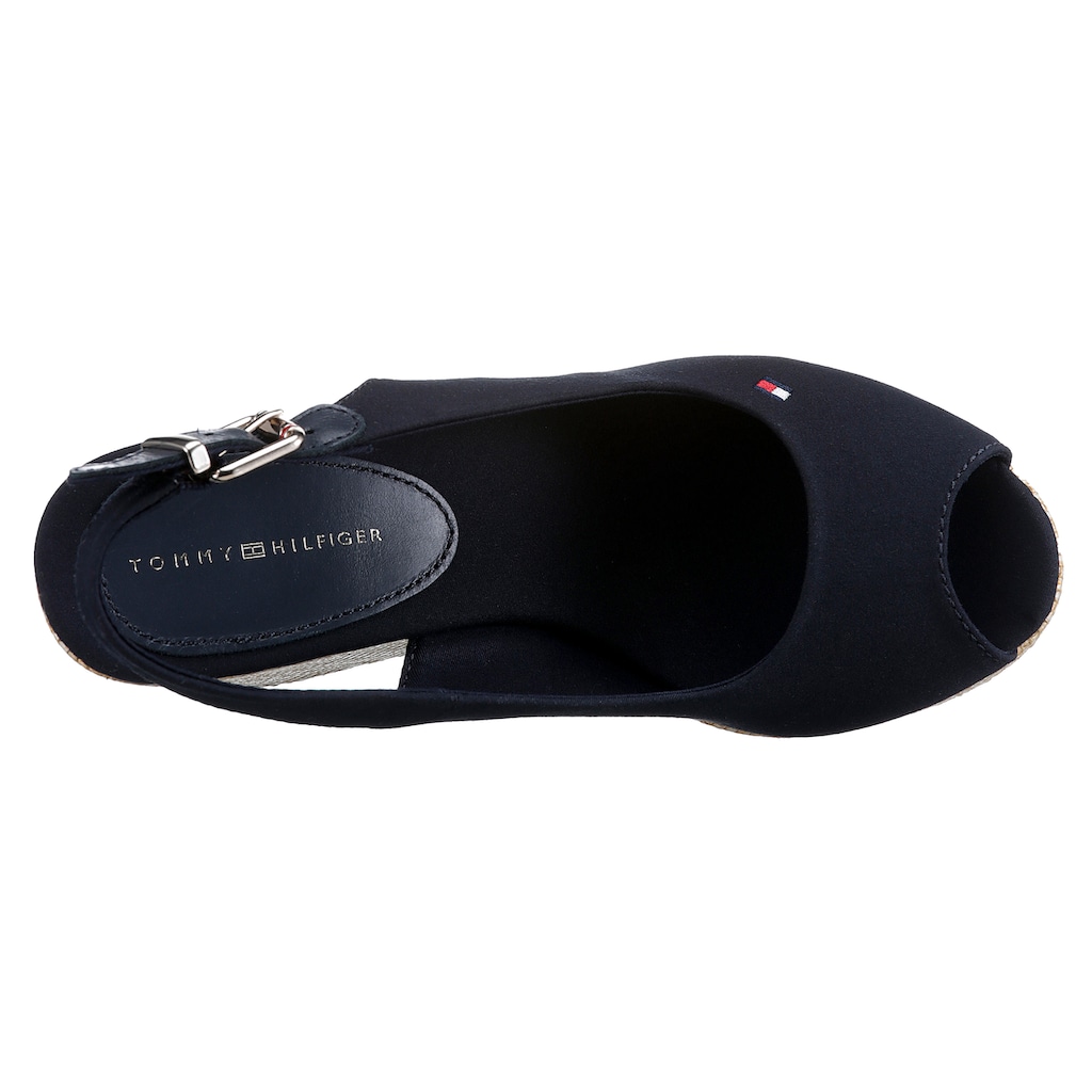 Tommy Hilfiger Keilsandalette »ICONIC ELENA SLING BACK WEDGE«, mit verstellbarer Schnalle