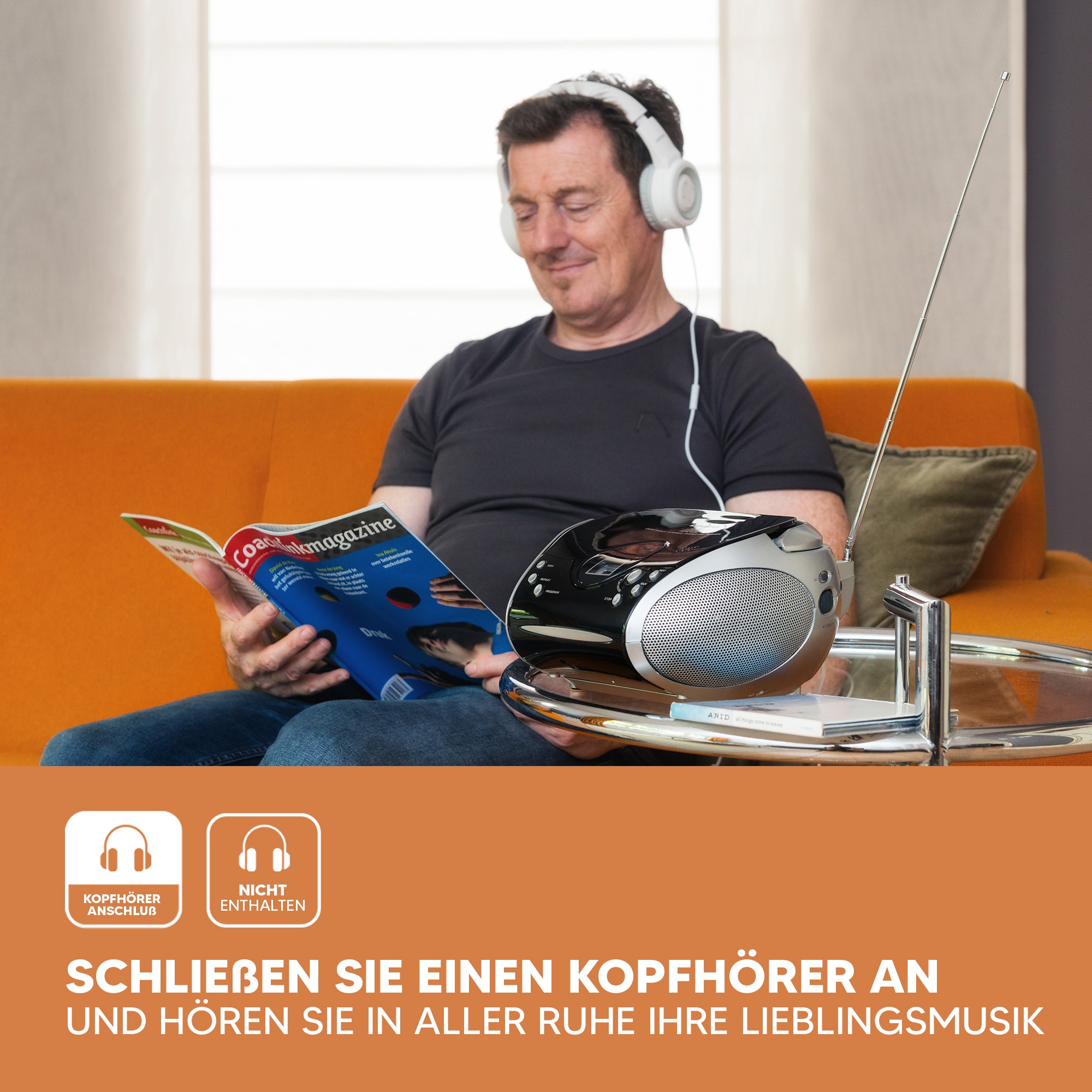 Lenco Boombox »SCD-24« ( FM-Tuner ) tragbar, CD‑Player, Teleskopantenne, programmierbarer Speicher