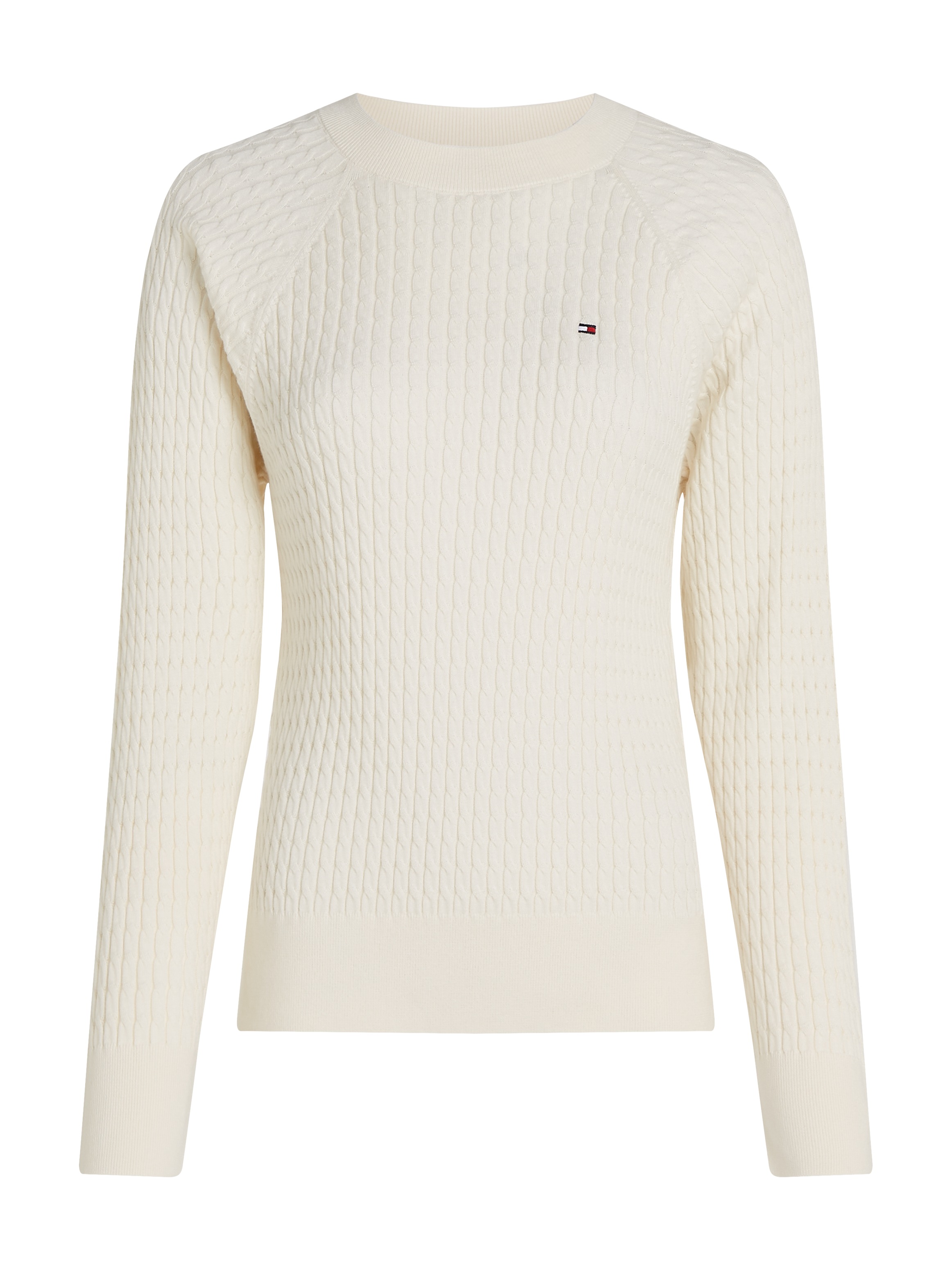 Tommy Hilfiger Rundhalspullover »CO CABLE C-NK SWEATER«, mit Zopfmuster