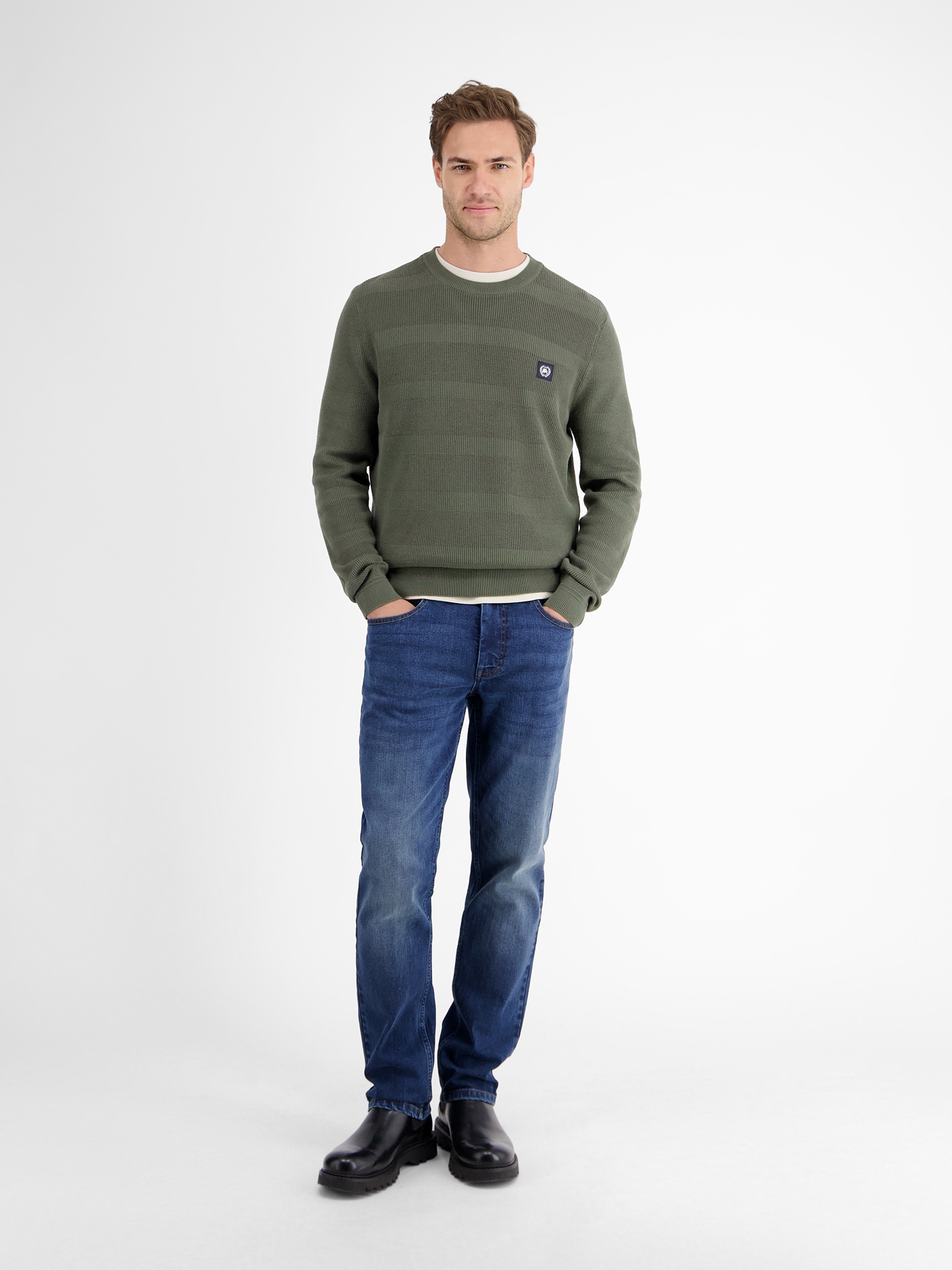 LERROS Strickpullover »LERROS Strickpullover für Herren, tonal gestreift«