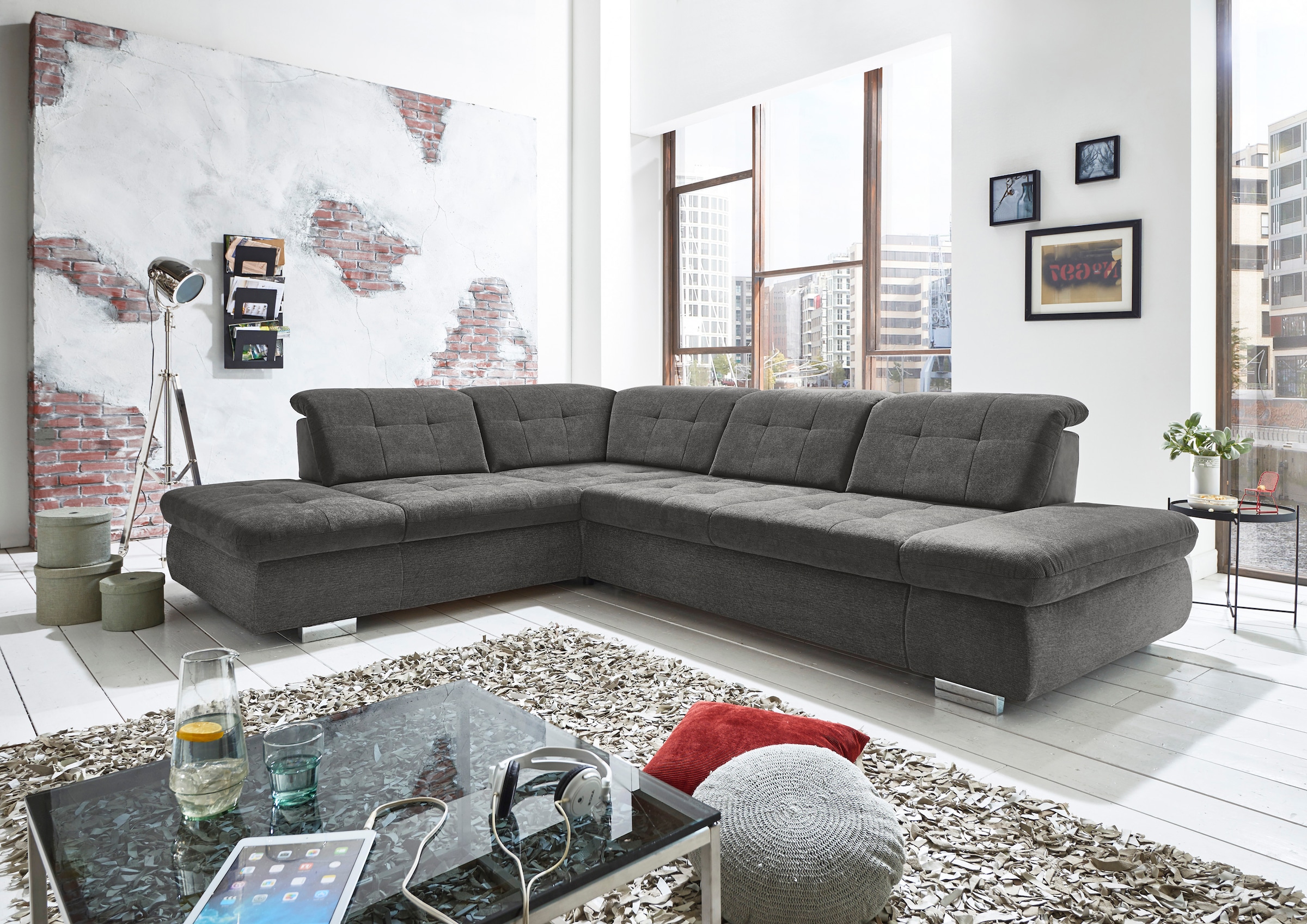 Die PlanBar Ecksofa »MP-IN17004 L-Form« wahlweise mit Bettfunktion, Sitztiefen- und Kopfteilverstellung