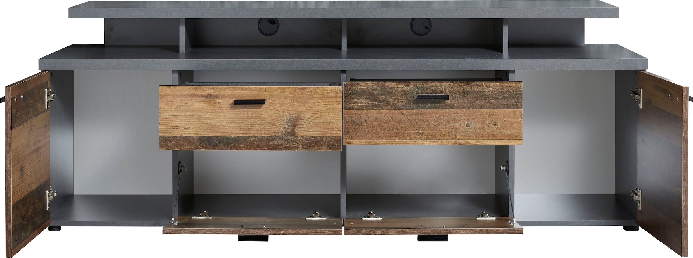 INOSIGN TV-Board »Messina«, (1 St.), TV-Lowboard mit Türen, Schubladen & Fächern - (B/T/H) 180/47/66 cm