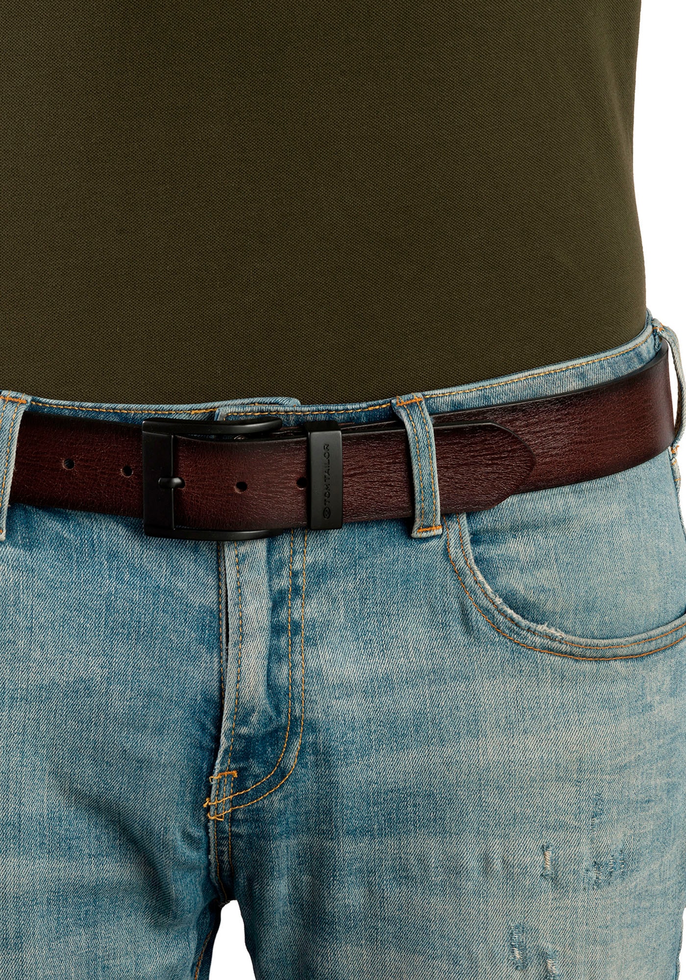 TOM TAILOR Ledergürtel »TTTHOMAS«, 4 cm breiter Herrengürtel, Must-Have zu Jeans und Casual Look
