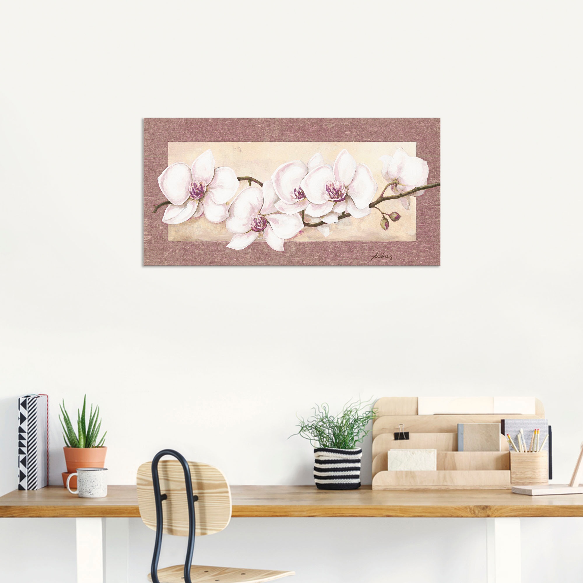 Artland Wandbild »Orchideenzweig_in Beerentönen«, Blumen, (1 St.), als Alubild, Outdoorbild, Leinwandbild in verschied. Größen