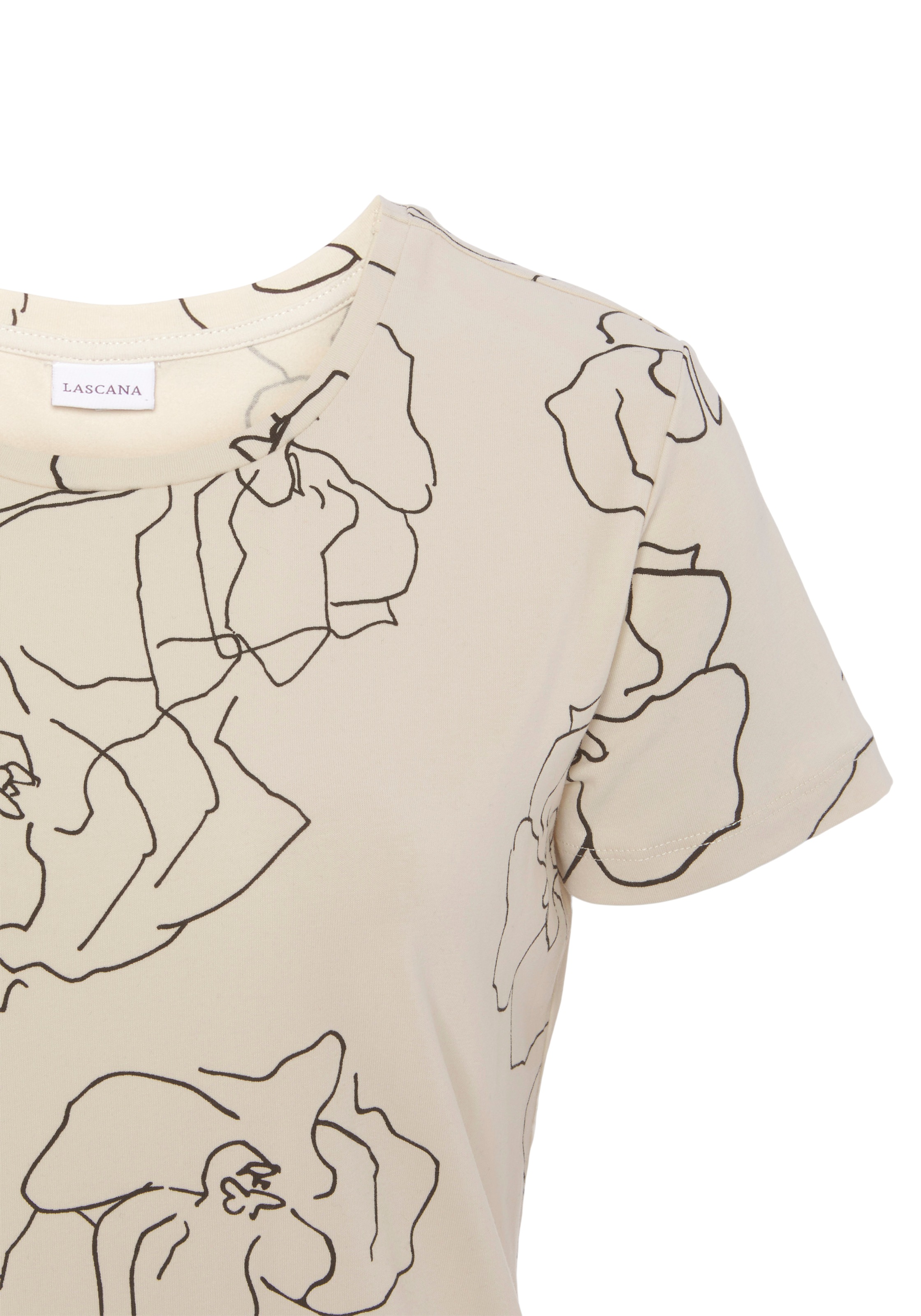 LASCANA Kurzarmshirt, mit Blütendruck, Loungewear