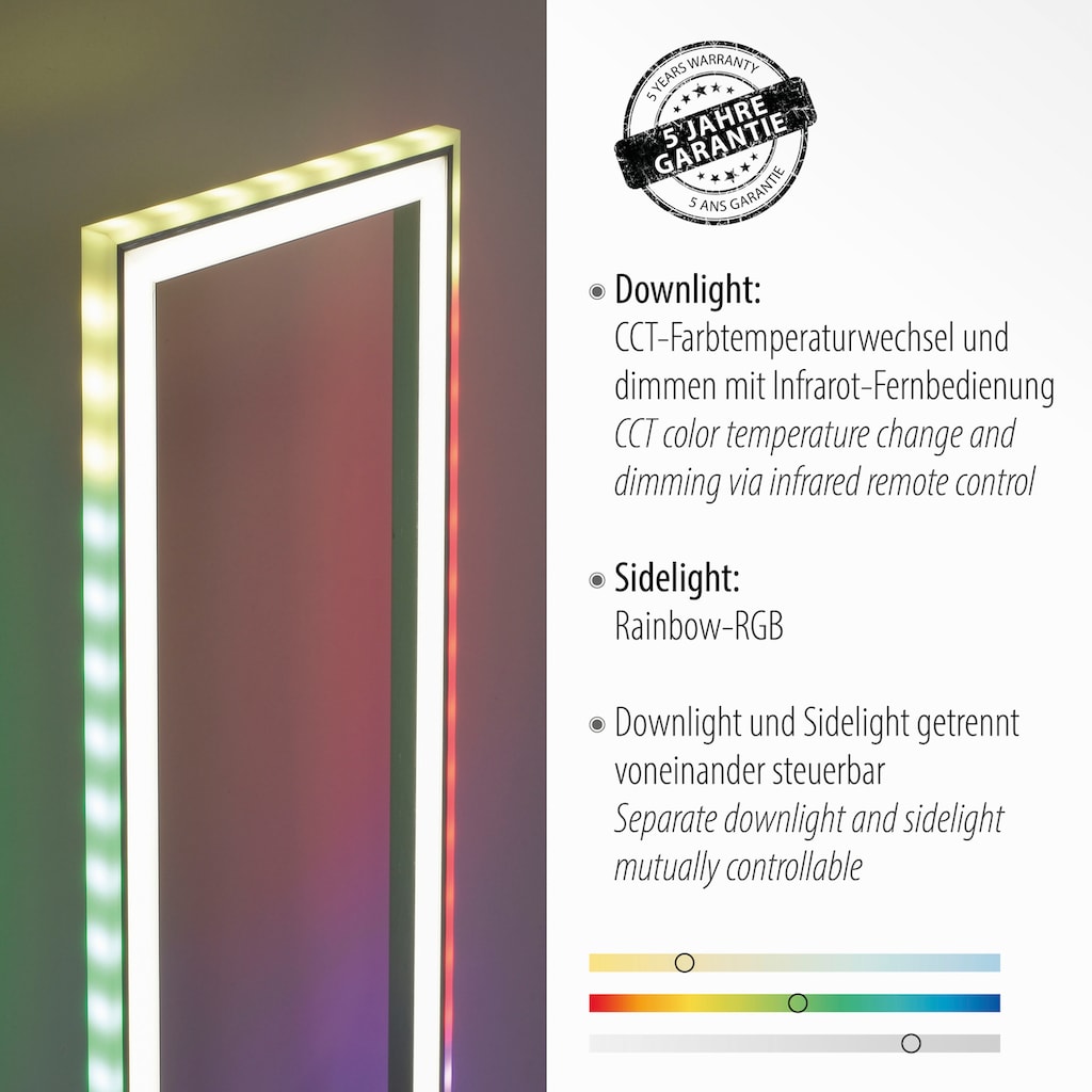 my home LED Stehlampe »Luan«, 2 flammig-flammig, Downlight: 2700-5000K, Sidelight: Rainbow-RGB, Infrarot-Fernbed. inkl.