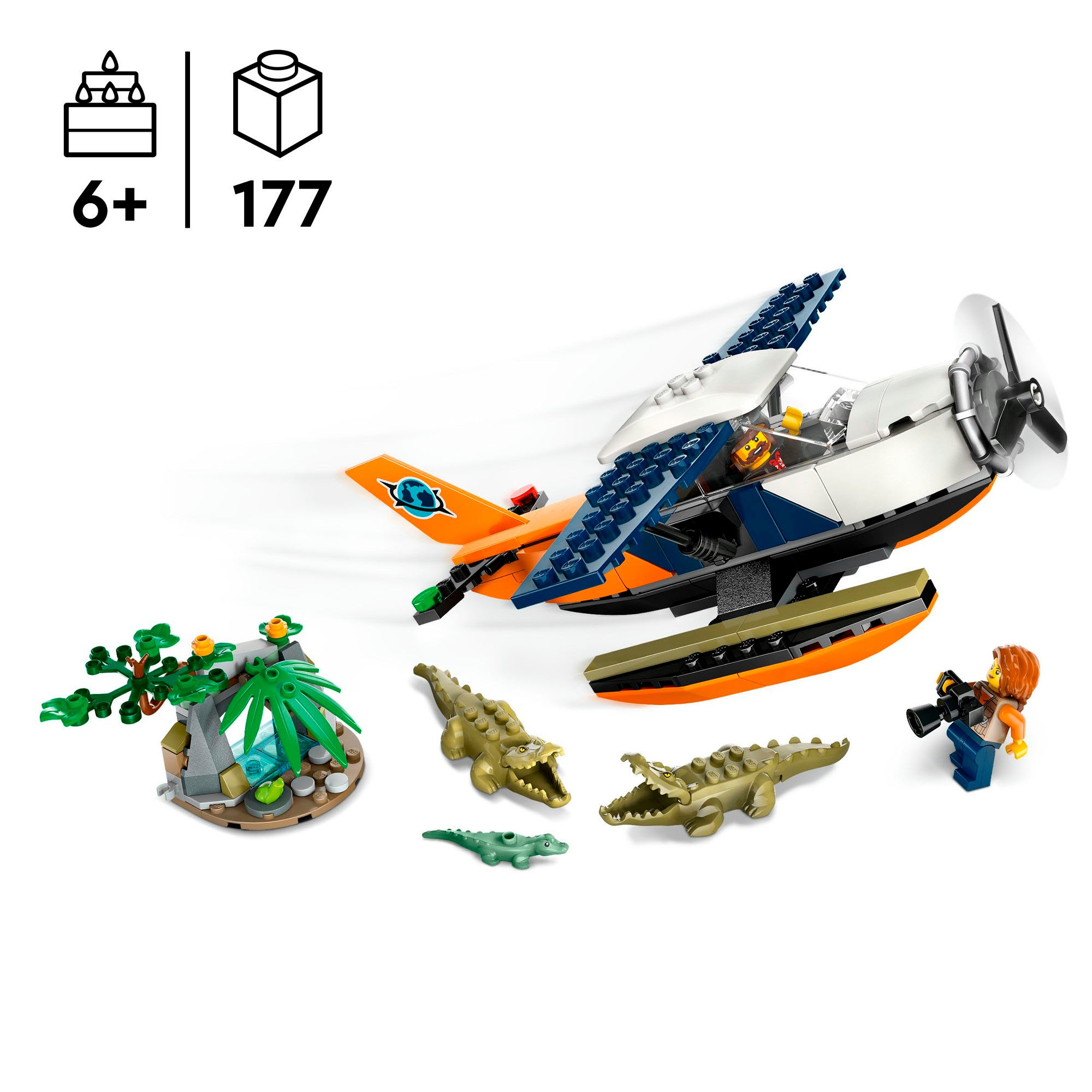 LEGO® Konstruktionsspielsteine »Dschungelforscher-Wasserflugzeug (60425), LEGO City«, (177 St.), Made in Europe