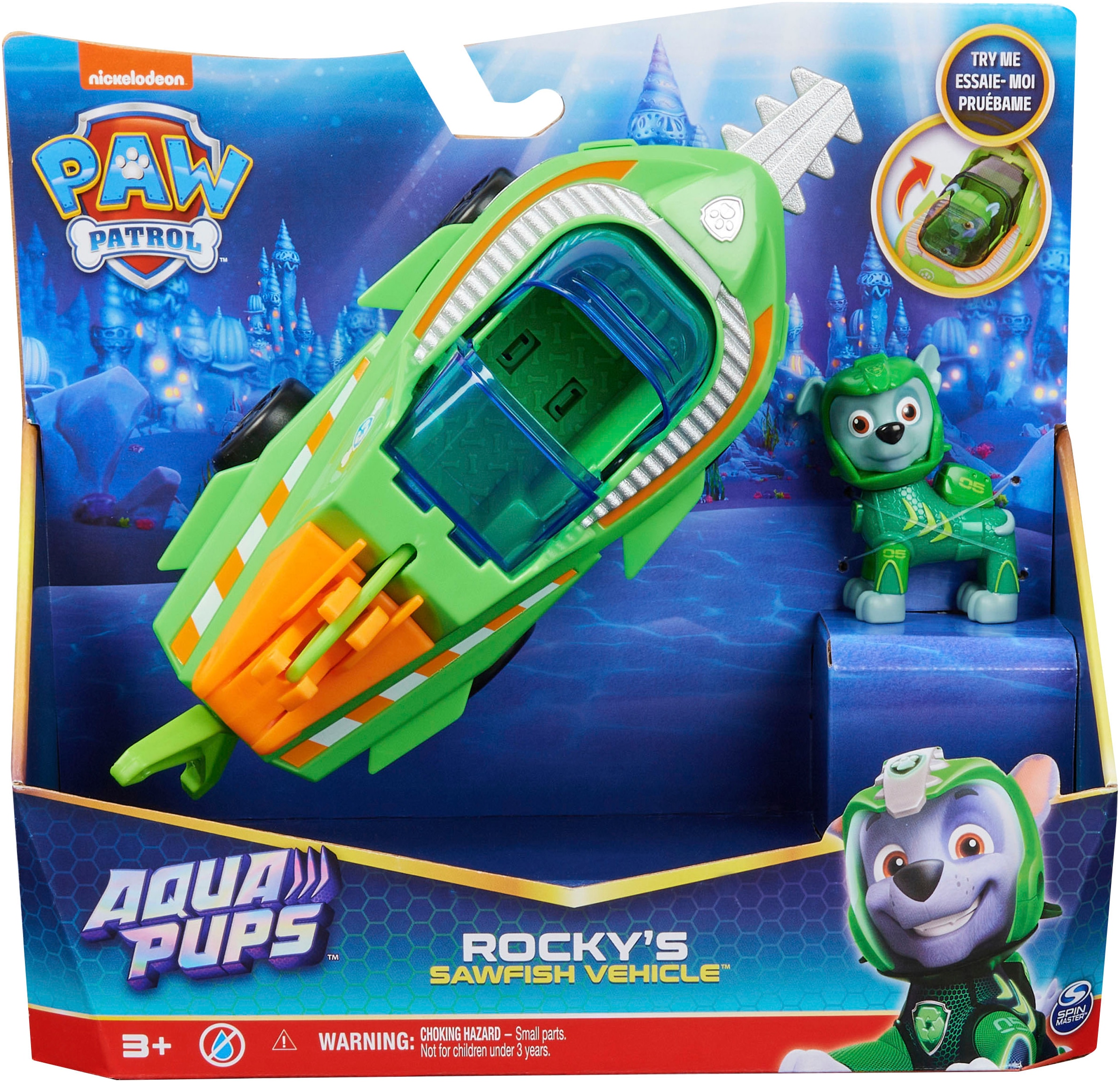 Spin Master Spielzeug-Auto »Paw Patrol - Aqua Pups - Basic Themed Vehicles Solid Rocky«, mit Funktionen