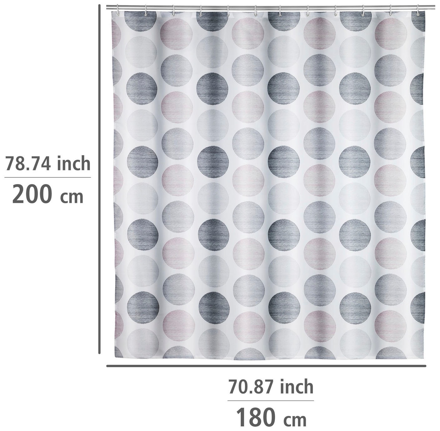 WENKO Duschvorhang »Pastell Dots«, Höhe 200 cm, mit Punkte-Muster