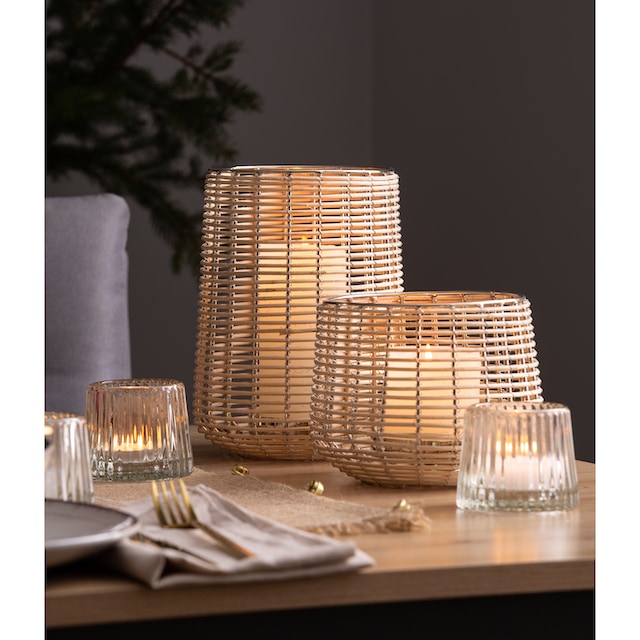 Home affaire Windlicht »Kerzenhalter Vallenay«, (1 St.), aus Naturweide und  Metall im OTTO Online Shop