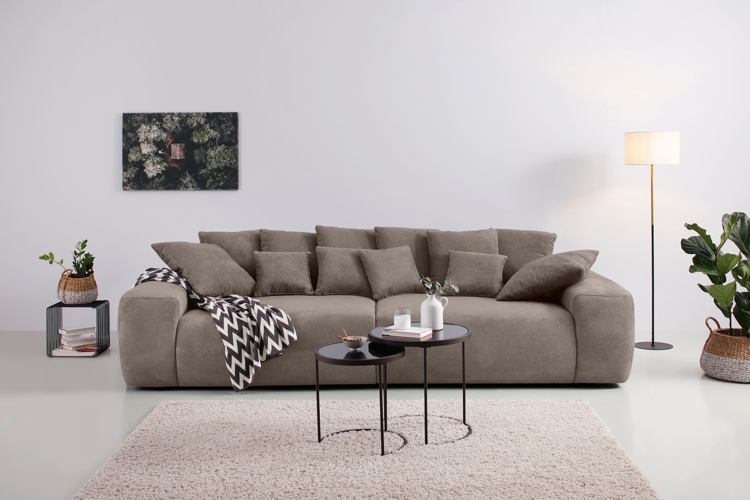 Home affaire Big-Sofa »Glamour«, Boxspringfederung, Breite 302 cm, Lounge  Sofa mit vielen losen Kissen im OTTO Online Shop