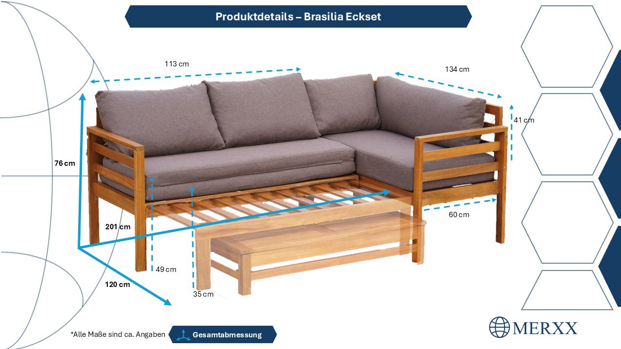 MERXX Gartenlounge-Set »Brasilia« 9 Stk. tlg. inkl. Auflagen