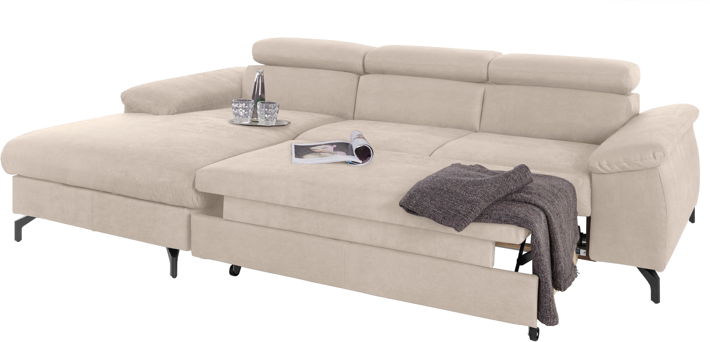 COTTA Ecksofa »Kitty L-Form«, mit Kopfteilverstellung, wahlweise mit Bettfunktion & Bettkasten