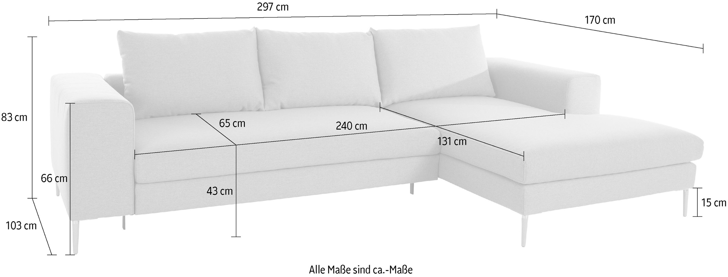 OTTO products Polsterecke »Finnja, softer, legerer Sitzkomfort, bequem, zeitloses Design, L-Form«, Mit Bettfunktion & Bettkasten