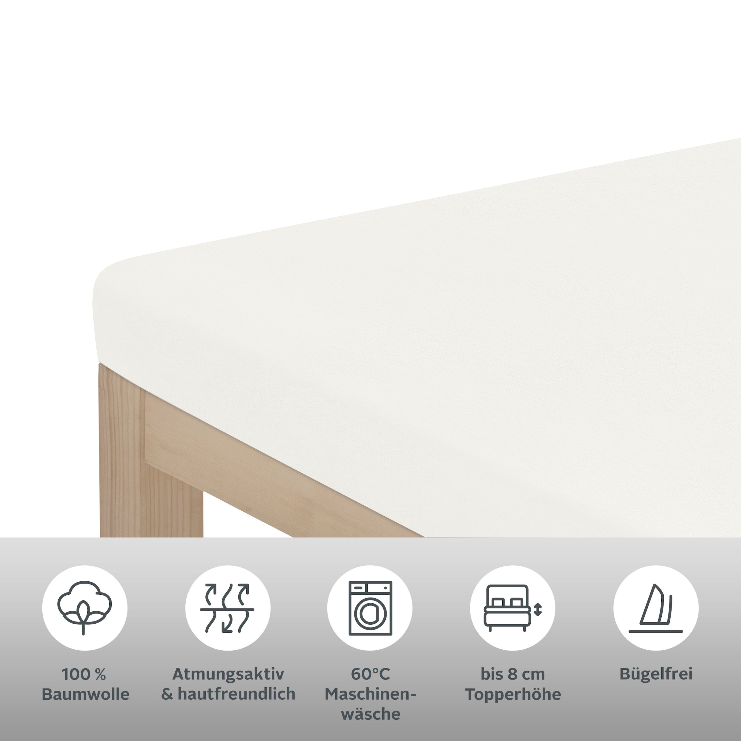 OTTO home Spannbettlaken »Physalis Topper COMFORT, 100% Baumwolle, 150 g/m²« Baumwolle, Matratzen bis 10 cm Höhe, Bettlaken, Spannbetttuch, Laken