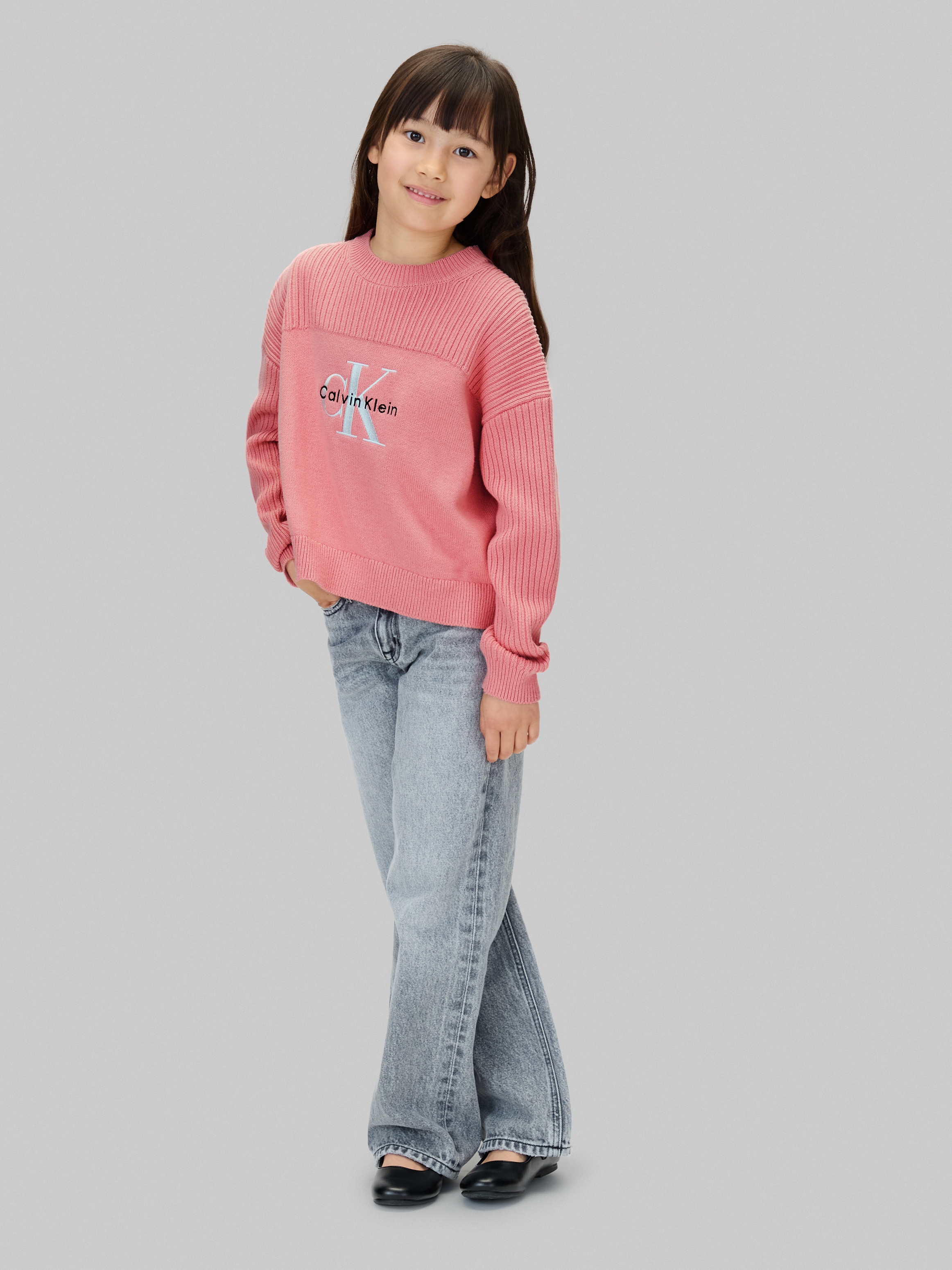 Calvin Klein Jeans Strickpullover »MONOLOGO CN SWEATER«, für Kinder bis 16 Jahre, Logo-Stickerei
