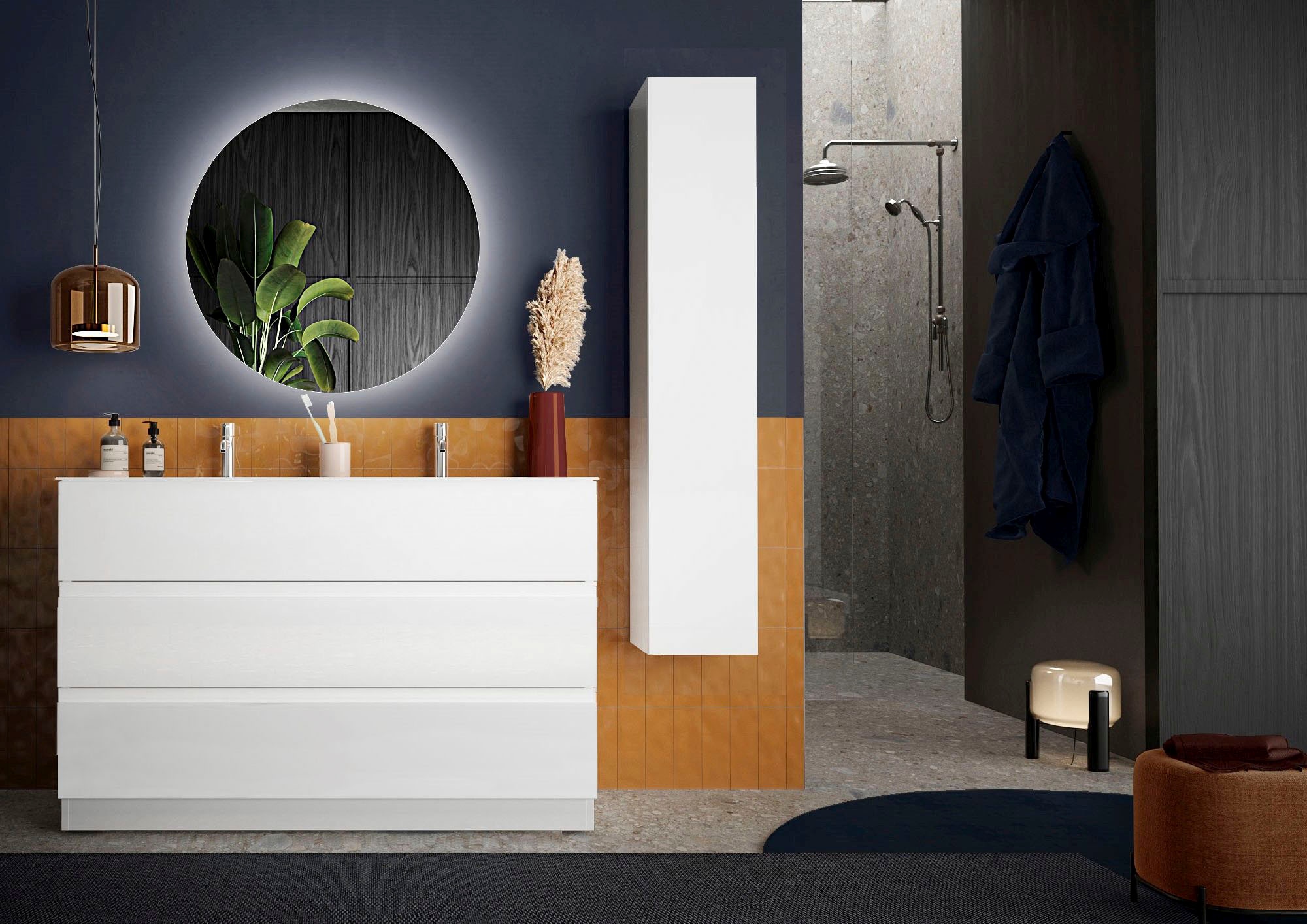 welltime Badspiegel »Orb«, rund, Breite/Höhe 75 cm, mit LED Beleuchtung