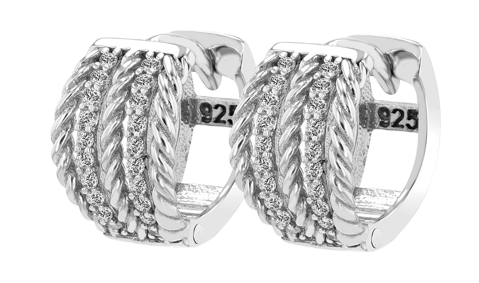 Adelia´s Paar Creolen »Damen Ohrringe ¿ Klappcreole aus 925 Silber mit Zirkonia«