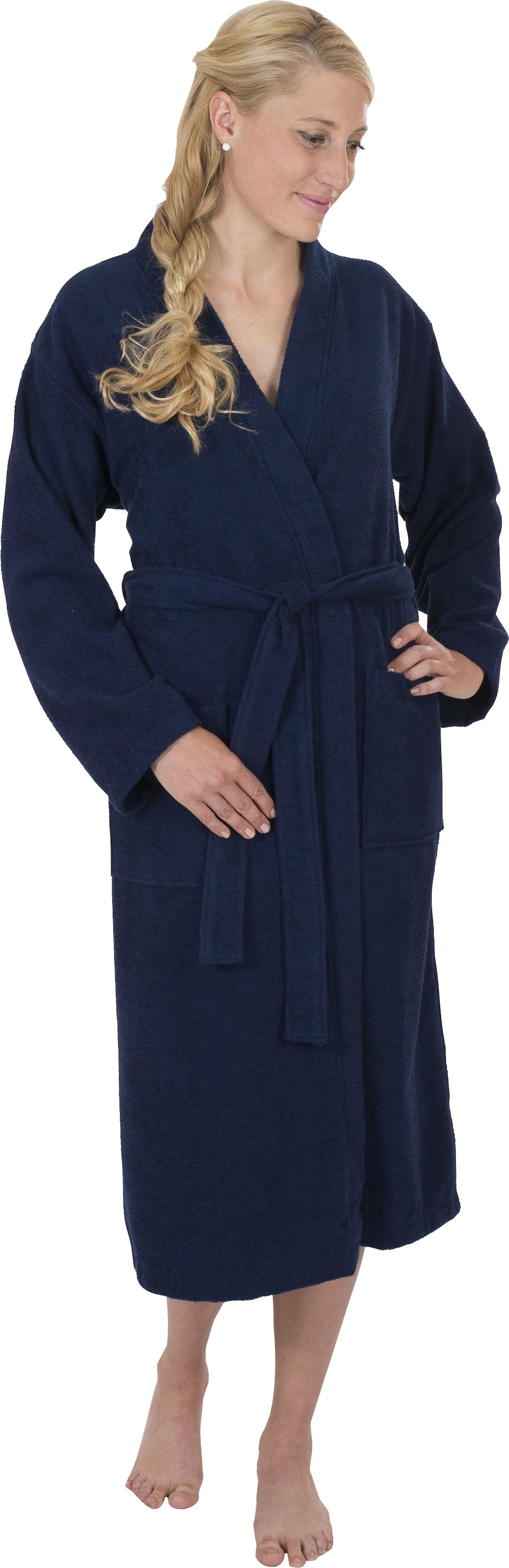 Wewo fashion »3048«, St., leichter für Kimono-Schnitt, Gürtel), mit lang Baumwolle, Unisex-Bademantel reine OTTO Herren, (1 & Damen bei