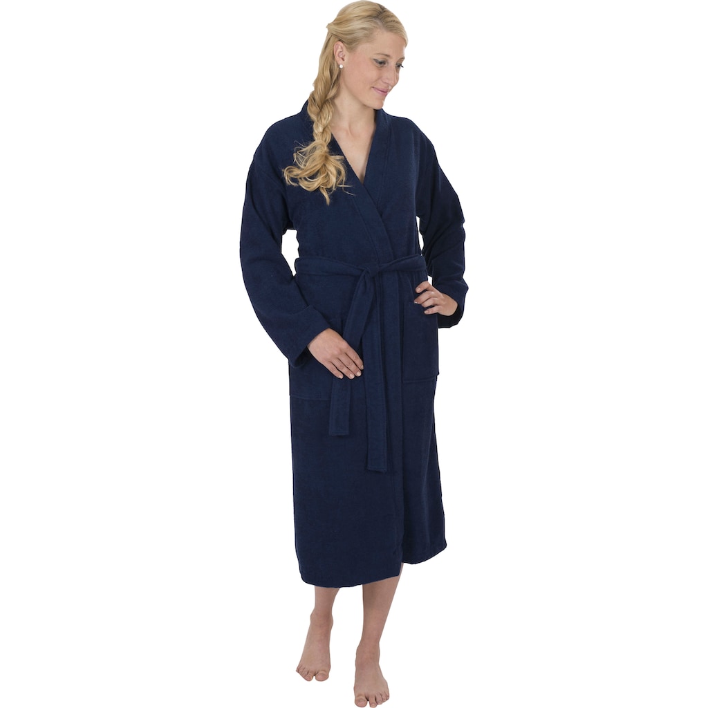 Wewo fashion Unisex-Bademantel »3048«, (1 St., mit Gürtel), für Damen & Herren, leichter Kimono-Schnitt, reine Baumwolle, lang