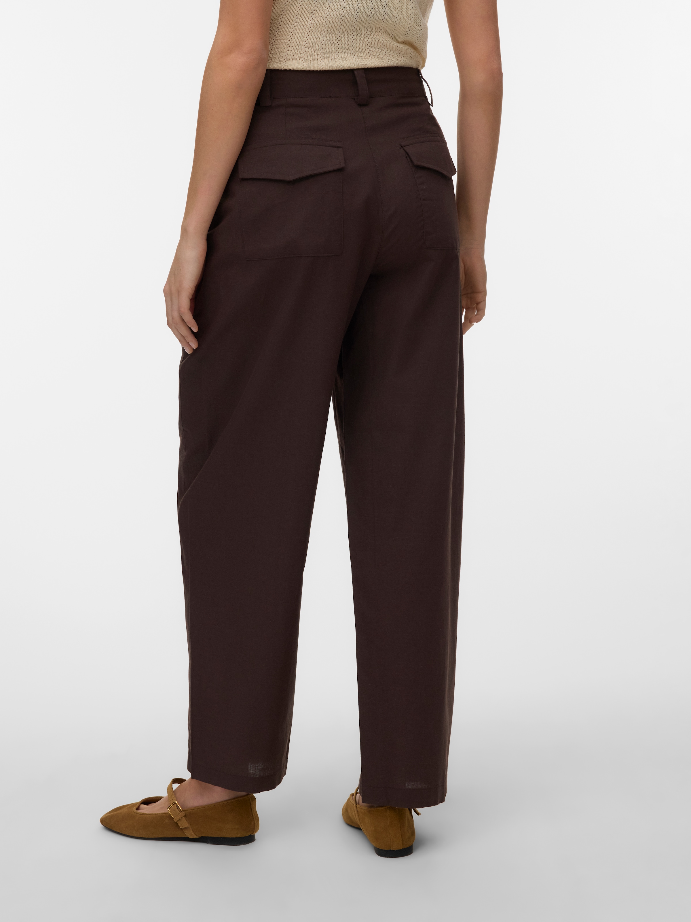 Vero Moda Anzughose »VMSELMA HW BARREL PANTS WVN NOOS«  Baumwollmischung, high waist, weite Beinform, mit Leinen