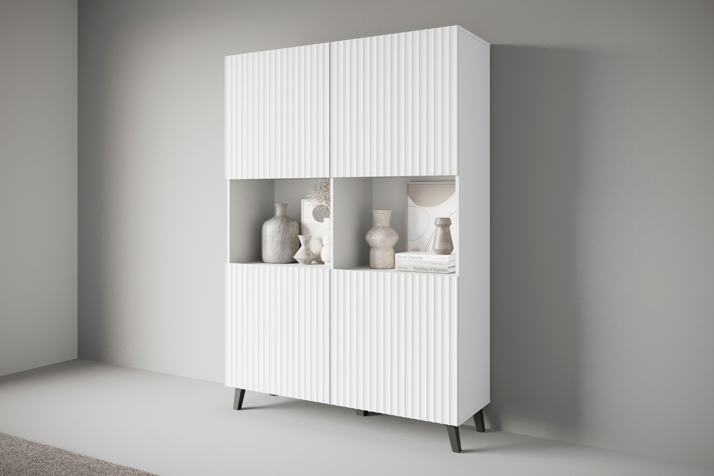 Highboard »PHUKET«, (1 St.), Moderne Hochkommode ohne Griffe mit 10 Fächern, Breite...