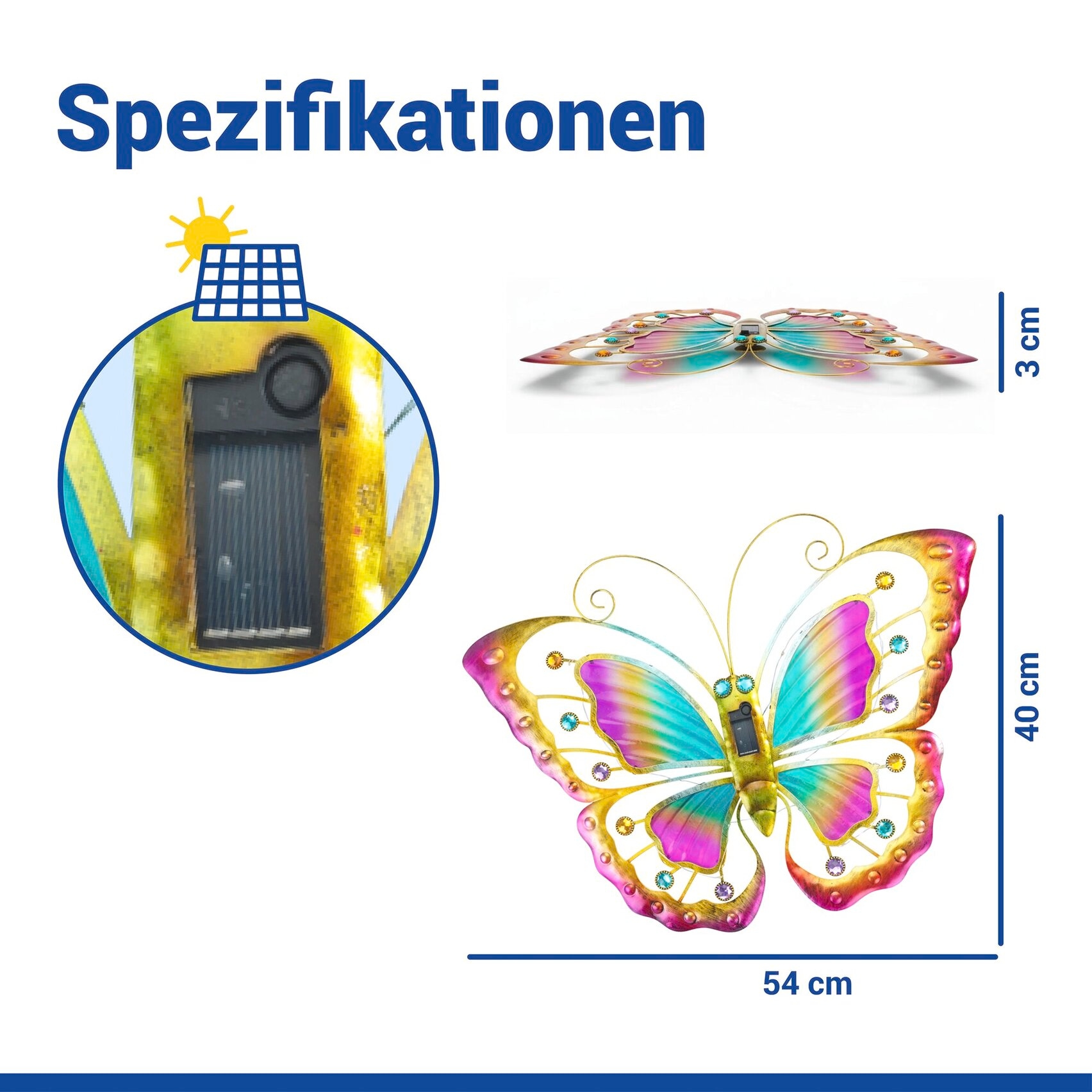 Maximex LED Gartenleuchte »Modell Schmetterling« Warmweiß solarbetriebene Gartendekoration, leuchtet bis zu 10 Stunden