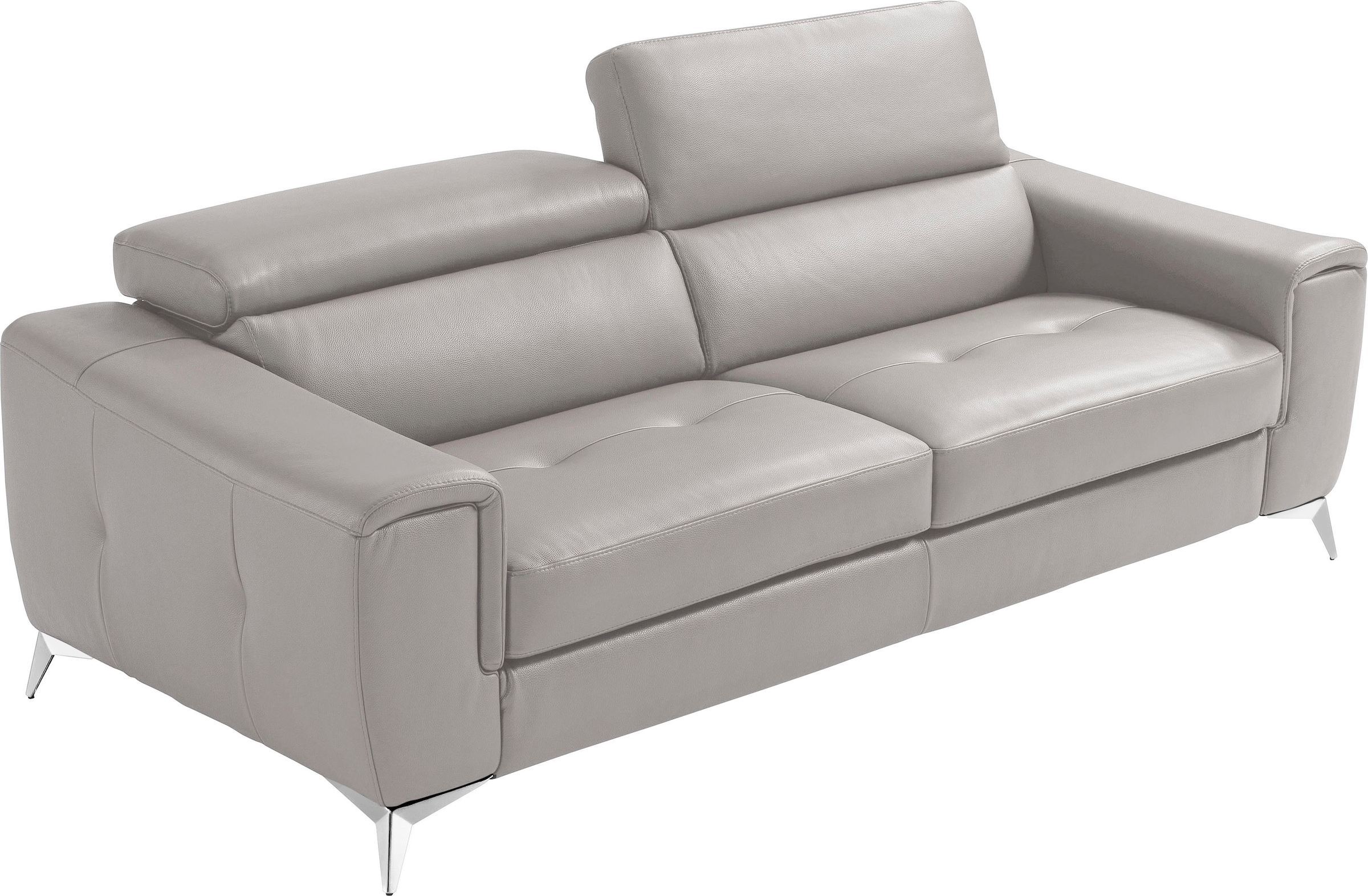 Egoitaliano 2,5-Sitzer »Francine, Designsofa, Loungesofa, Breite 213 cm, Fußfarbe chrom«, Designfuß, Leder BULL, stone