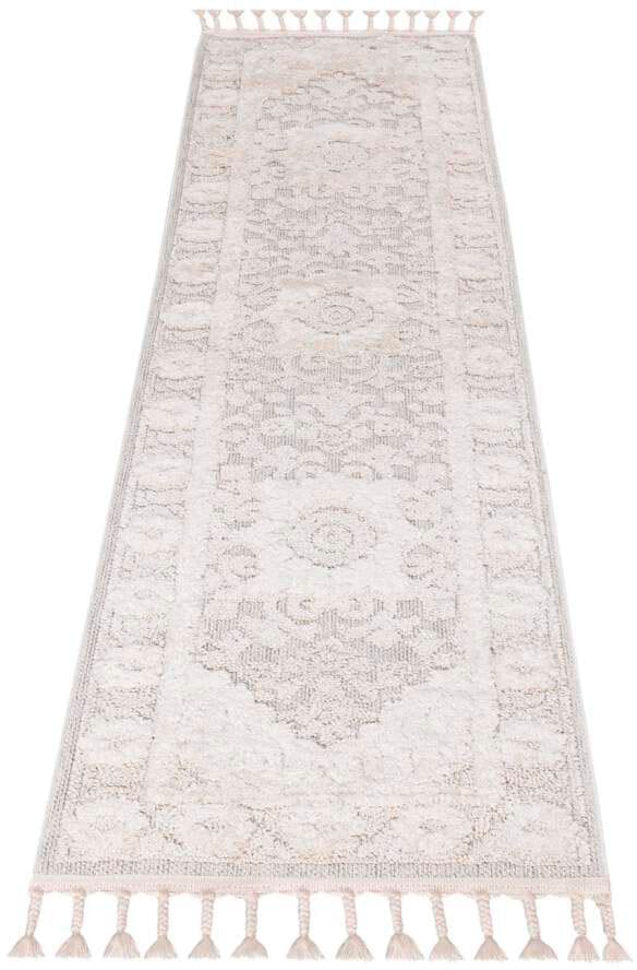 Carpet City Hochflor-Teppich »Valencia 732«, rechteckig, 20 mm Höhe, Läufer, Boho-Stil, 3D-Effekt, Relief, Hoch-Tief-Struktur, mit Fransen
