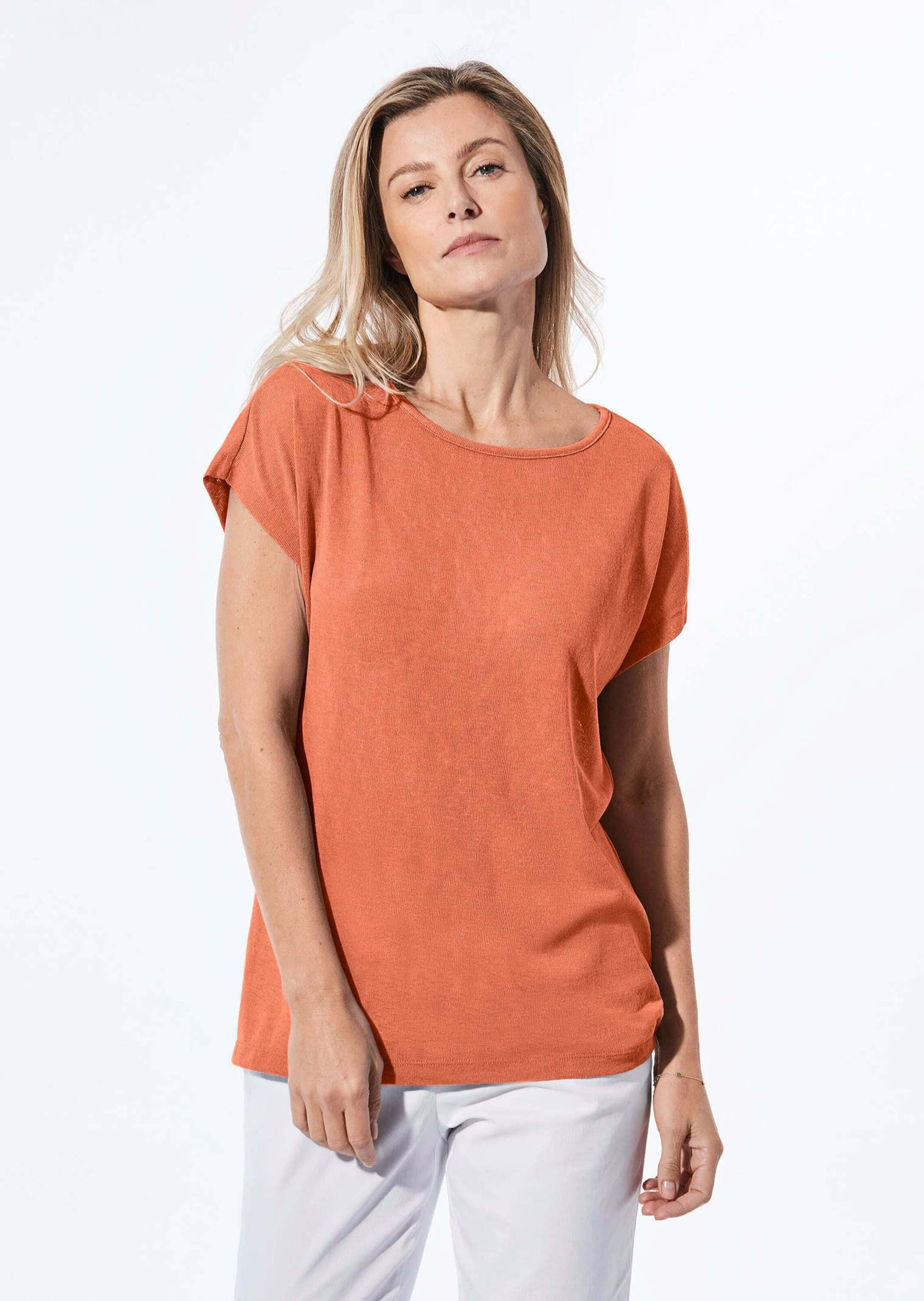 GOLDNER Kurzarmshirt »Shirt in Leinenoptik«