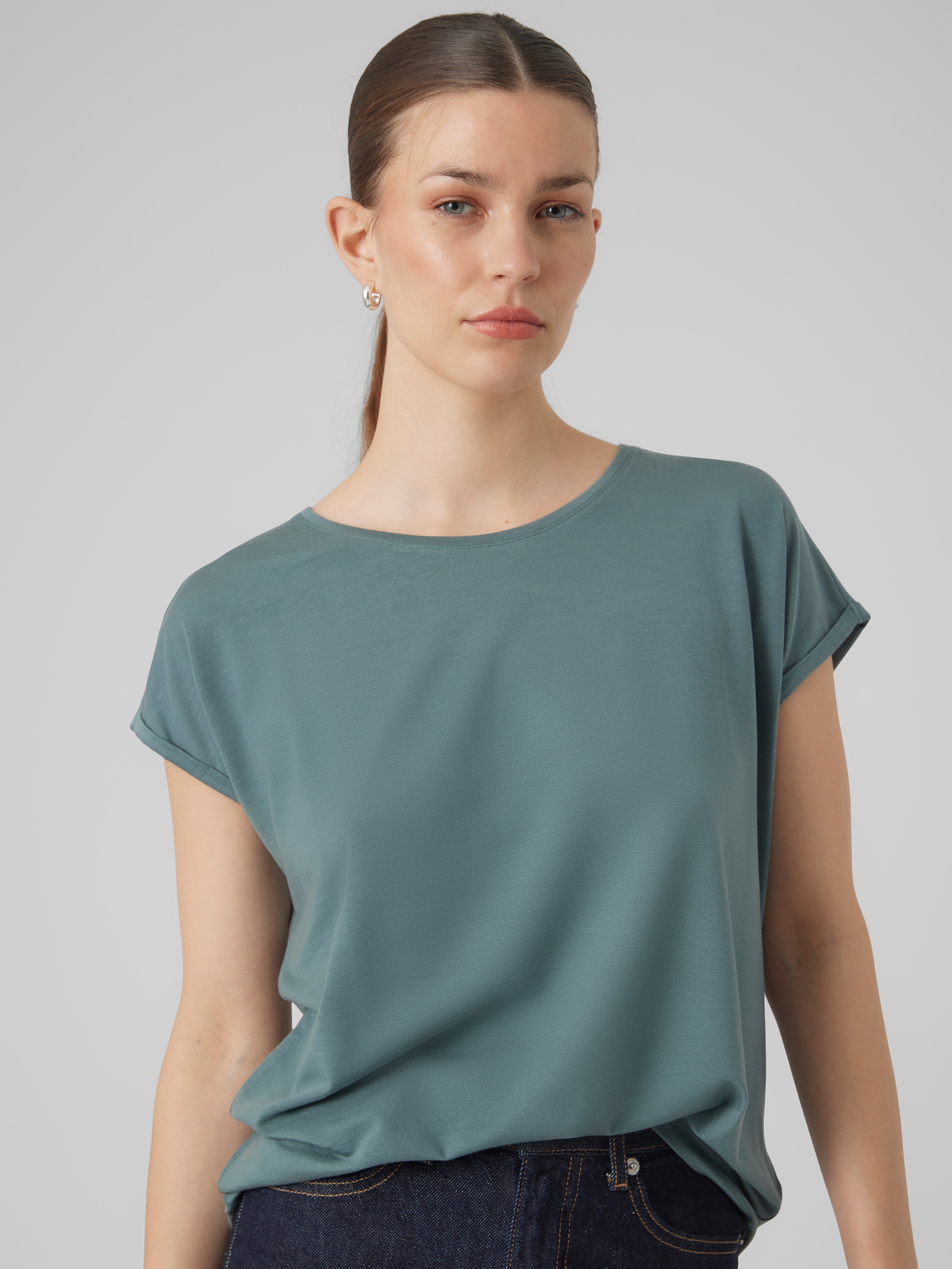 Vero Moda Rundhalsshirt »VMAVA PLAIN SS TOP GAJRS NOOS«