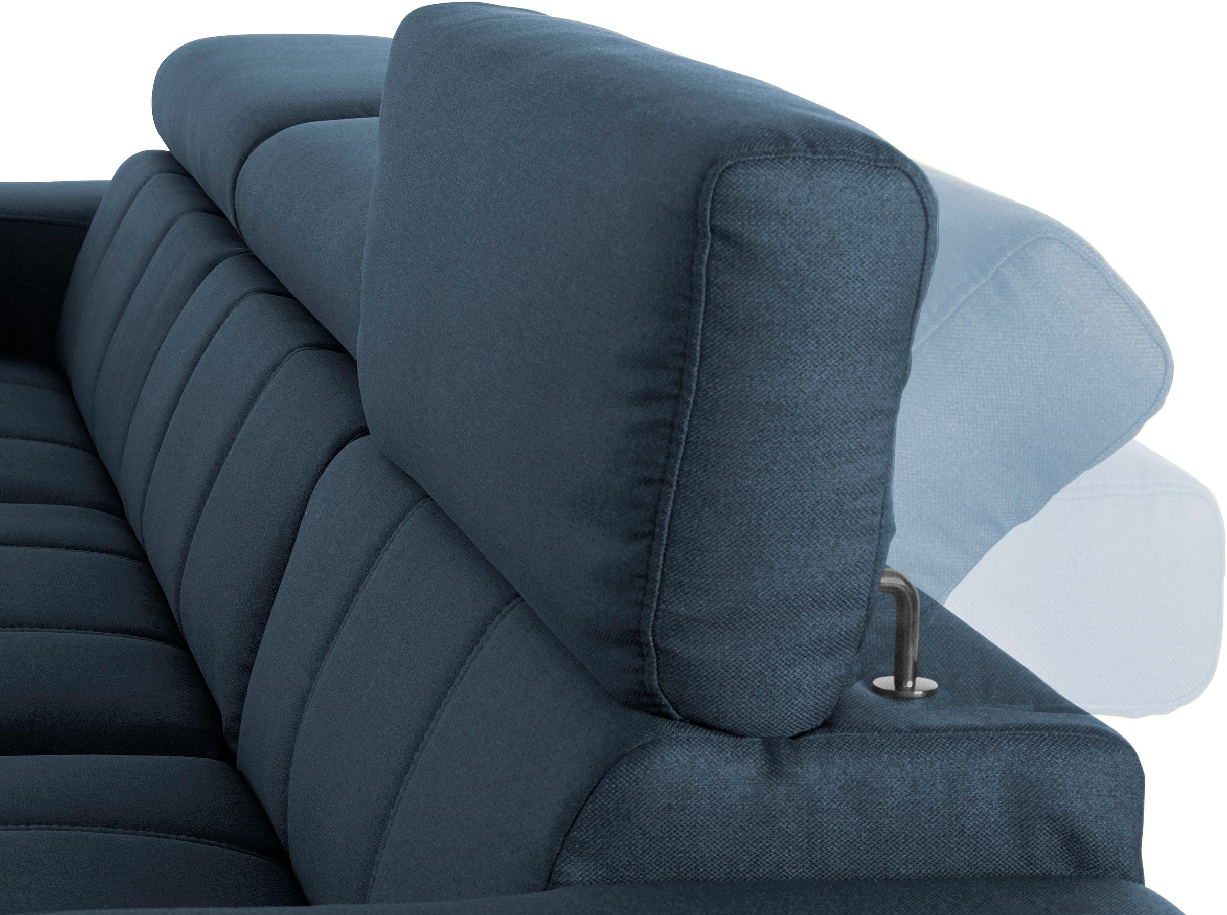 DOMO collection Ecksofa »Trento L-Form, mit Kufenfuß oder Einzelfuß«, wahlweise mit Kopfteilverstellung, Recamiere links/rechts bestellbar