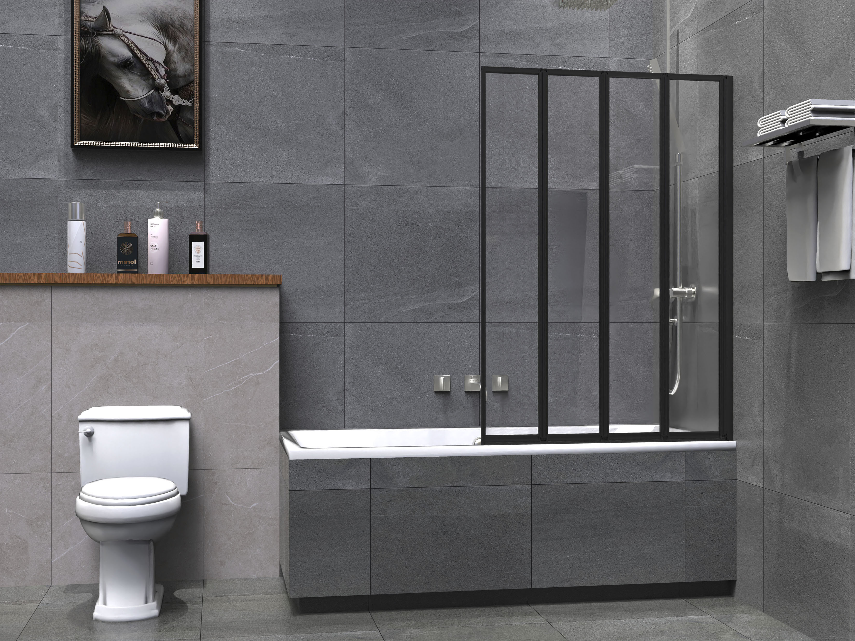 Badewannenaufsatz »Nassau«, Badewannenfaltwand, Spritzschutzwand für Badewanne, Glas,...
