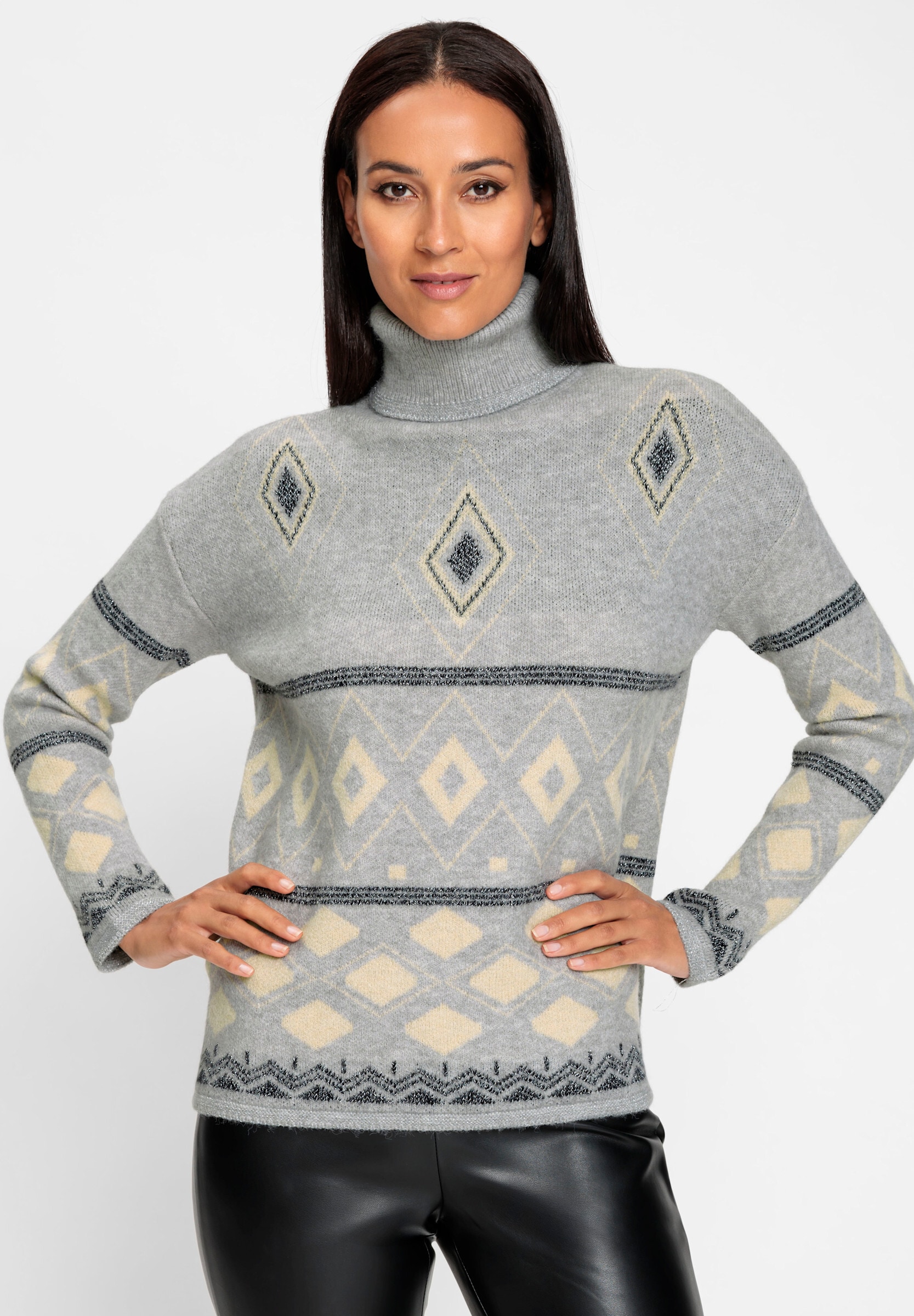 heine Strickpullover »Pullover Jacquard-Pullover mit Effektgarn«