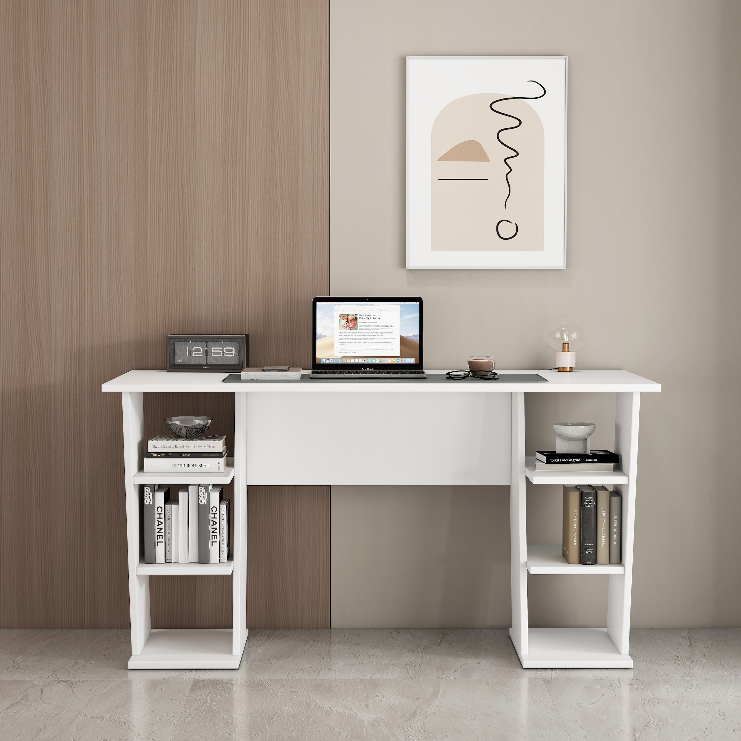 OTTO home Schreibtisch »Ezzell« Set,  Regalschreibtisch mit Ablagen, modernes Design, Breite 137 cm