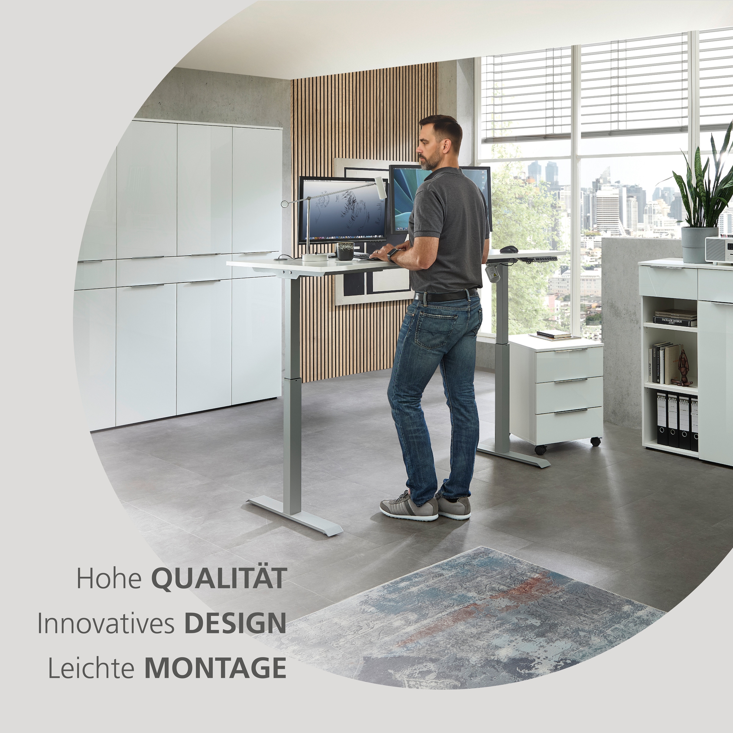 Innostyle Aktenregal »Büroregal Santorin, 40x 110x 38 cm (B/H/T)« 1 Stk. tlg. 1 Schubkasten, 3 offene Fächer, Softclose, Metallgriff