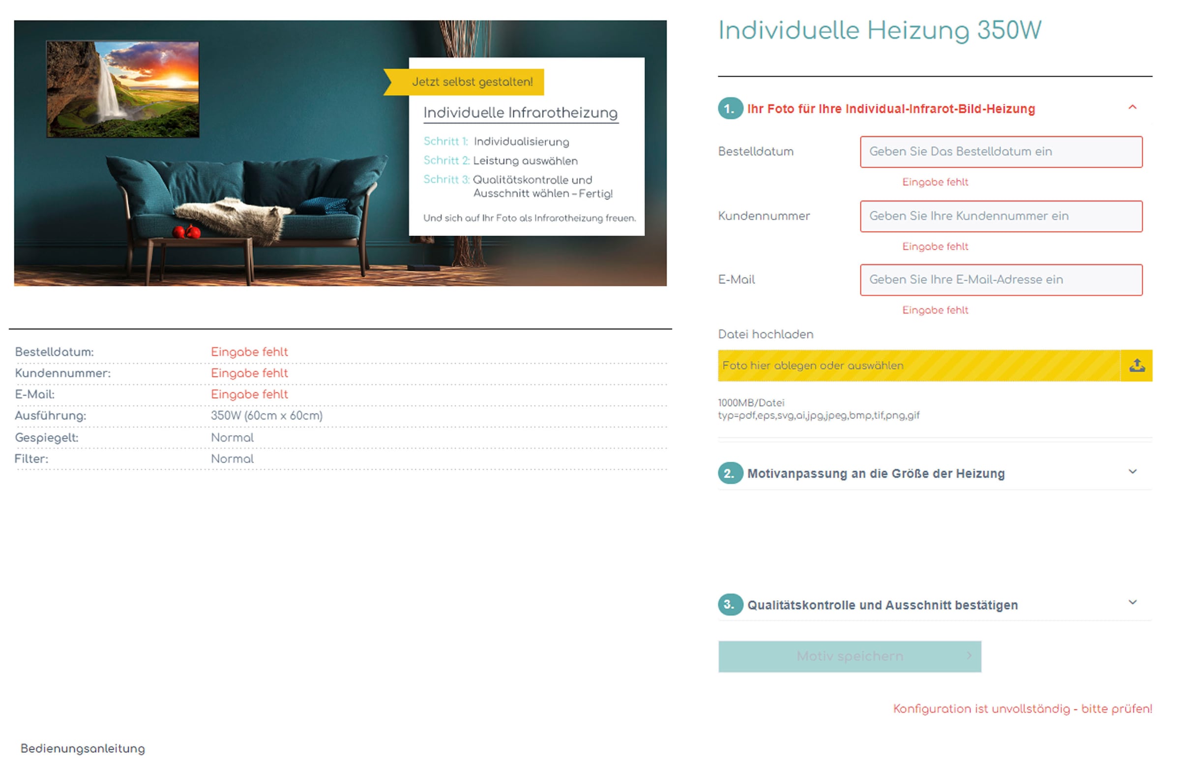 Papermoon Infrarotheizung »Ihr Foto für personalisierte Infrarotheizung«, Individuelle Infrarot-BILD-Heizung, Motiv nach Kundenwunsch