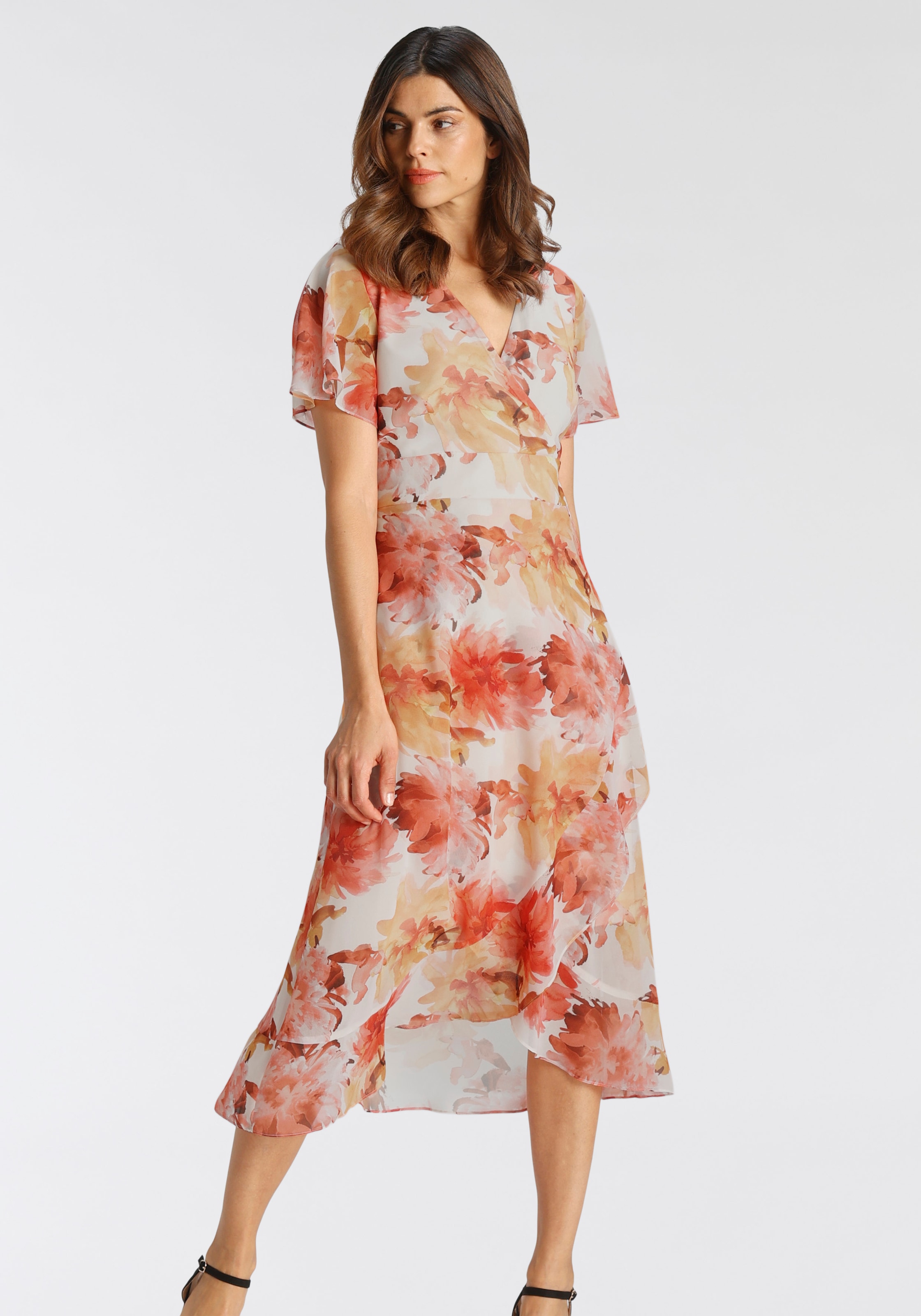 select! By Hermann Lange Chiffonkleid, mit Allover-Print und Wickeloptik
