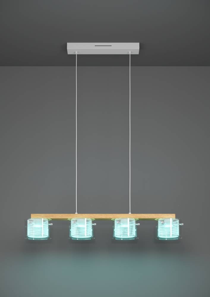 EGLO Hängeleuchte »PORTICO-Z Hängelampe Holz weiß, ZigBee 3.0, Timer, Pendelleuchte«, 4 flammig, Leuchtmittel LED-Modul | LED fest integriert, App / Sprachsteuerung Alexa, 88x15x110cm, exkl. Fernbedienung