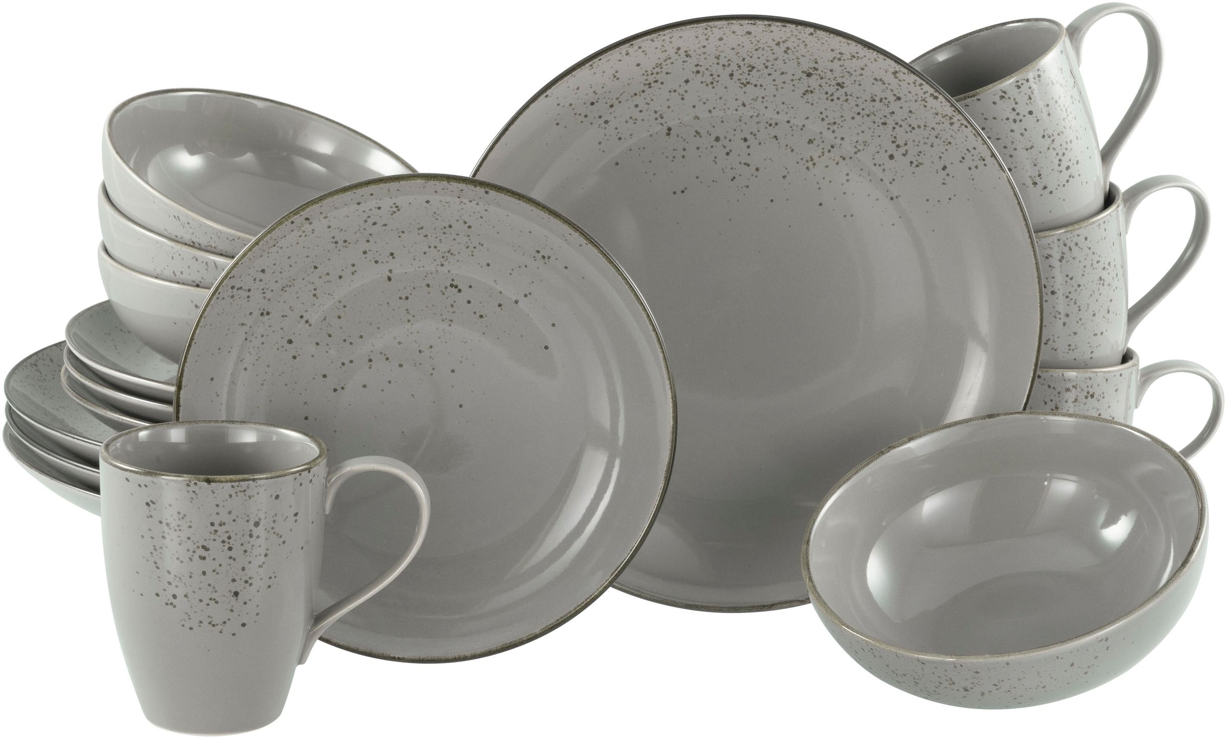 CreaTable Kombiservice »Nature Collection, Kombi-Service 16-tlg« Handwerklicher Look, Vintage