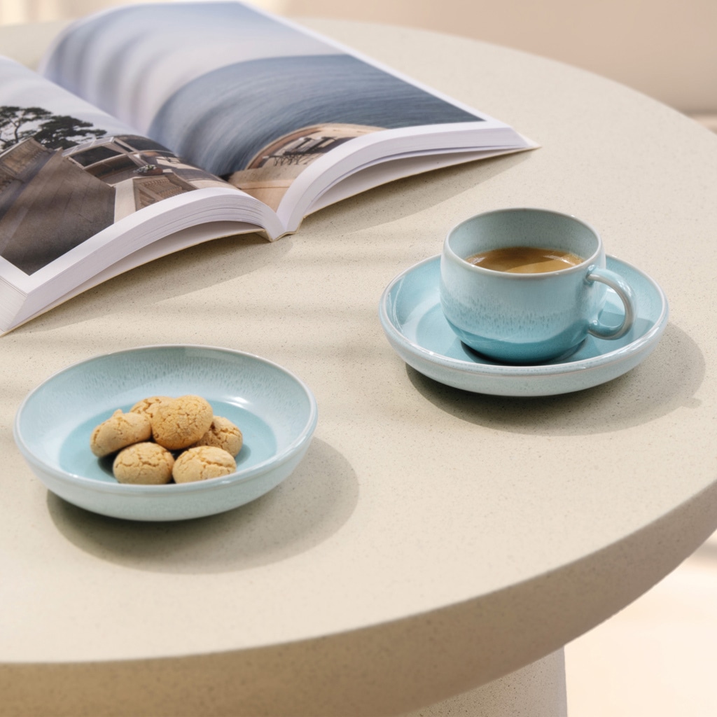 like. by Villeroy & Boch Untertasse »Espressountertassen Perlemor Aqua ø 12 cm 6er Set blau« Spülmaschinengeeignet, Mikrowellengeeignet