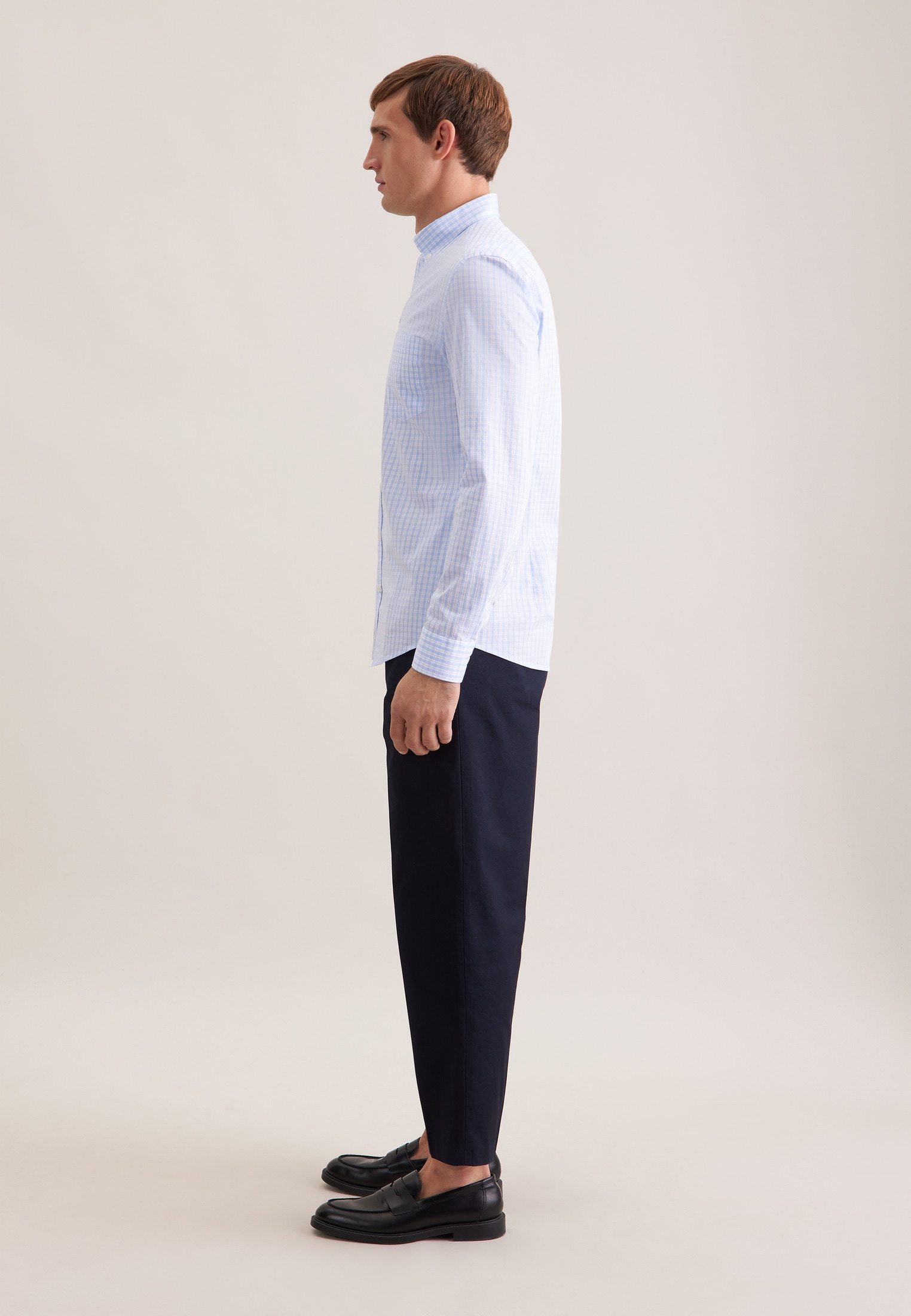 seidensticker Businesshemd Slim 1/1 Button-Down-Kragen Karo