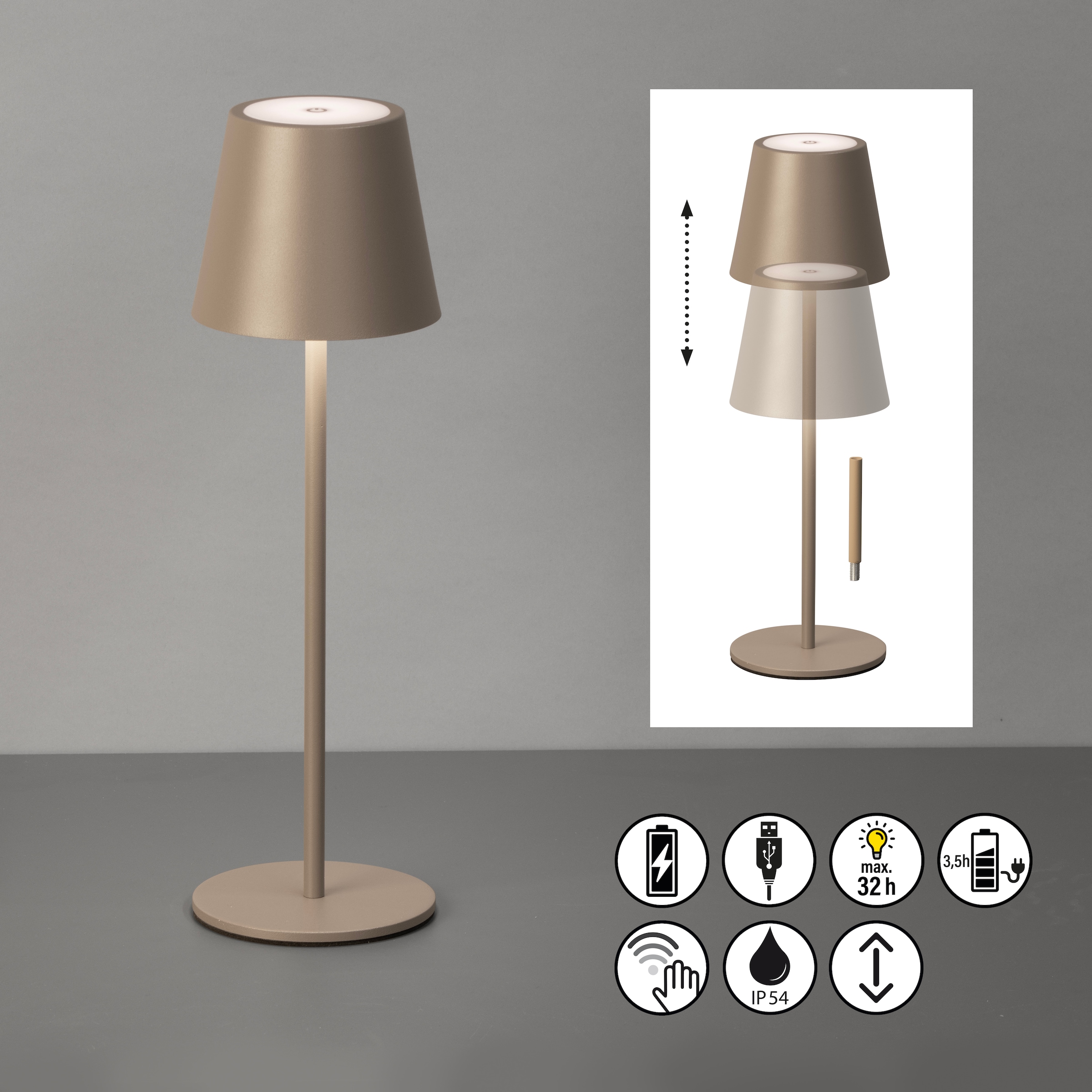 easy! BY FHL Außen-Tischleuchte »Viletto« LED-Modul Warmweiß lange Leuchtdauer