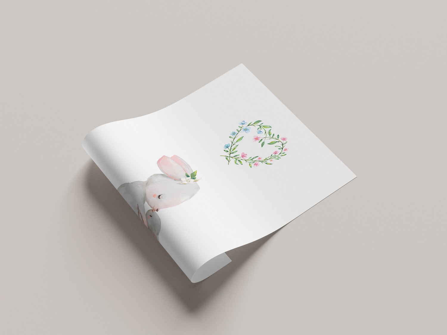 Lüttenhütt Bild mit Rahmen »oder Poster, Großer Hase und Hasenkind mit Herz«, Fantasy-Hase-Hasen-Herz-Herzen-Tiere, (1 St.), HD Premium Druck
