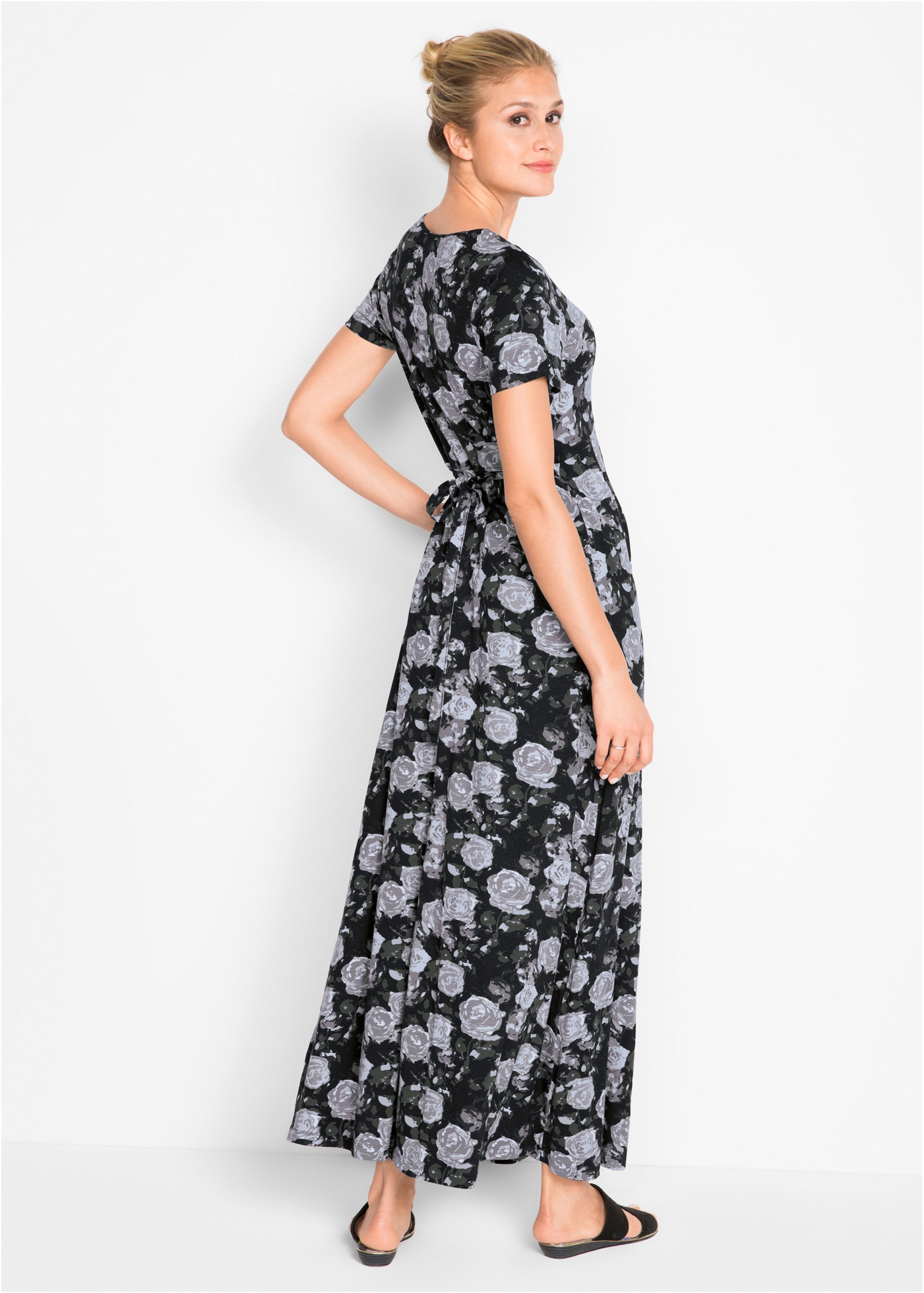 bonprix Maxikleid für Festivals, aus Viskose, lockerer Schnitt, mit kurzem Arm