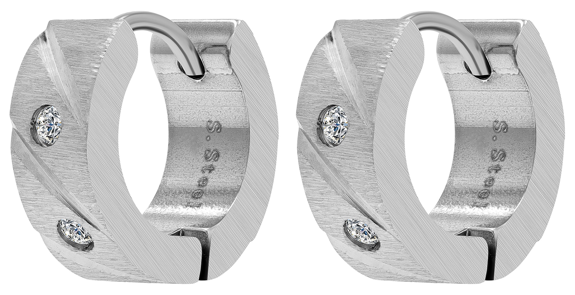 Adelia´s Paar Creolen »Damen Ohrringe ¿ Creole aus Edelstahl mit Strass Steinchen«