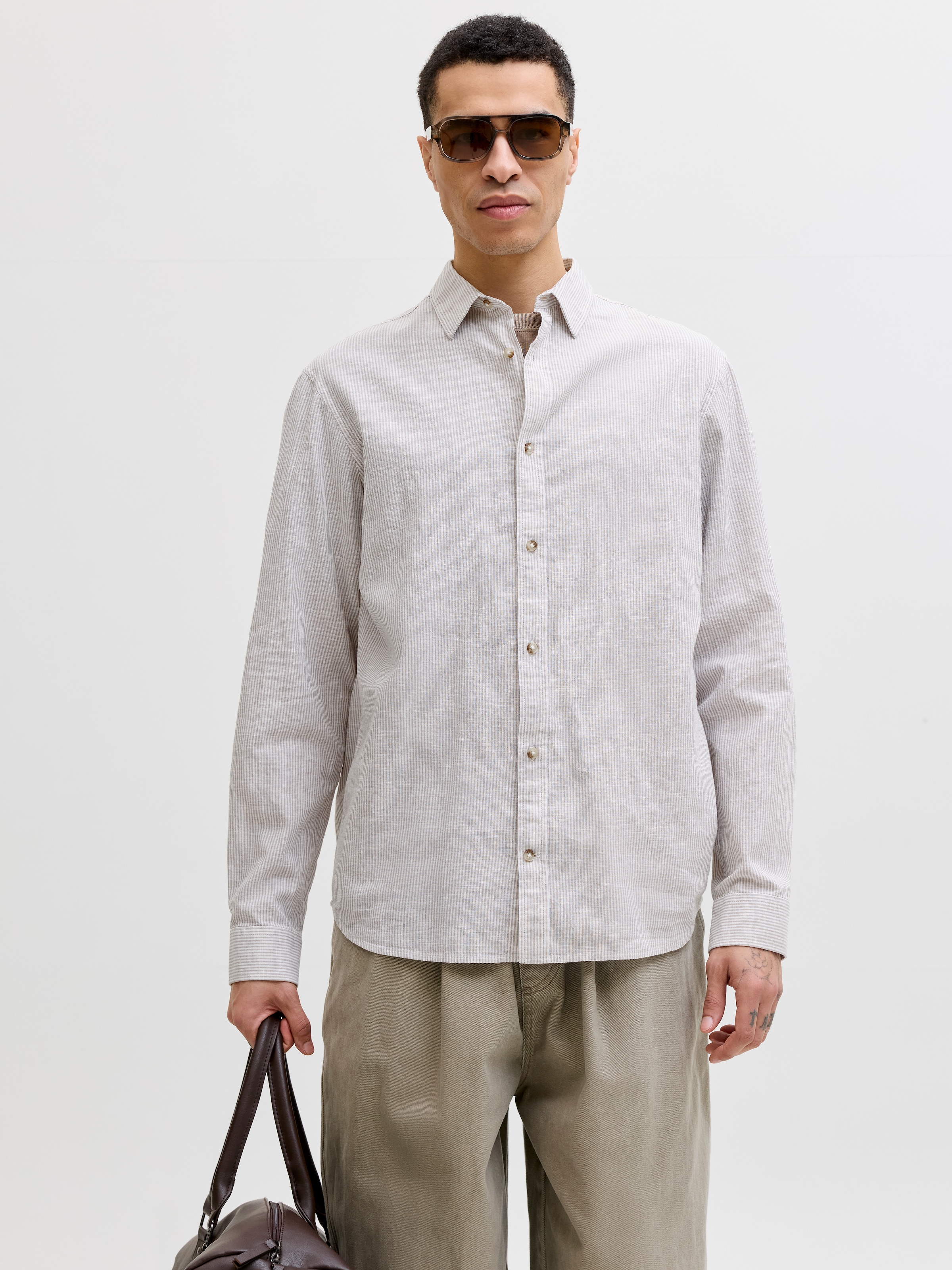 Jack & Jones Langarmhemd »JJESUMMER LINEN BLEND SHIRT L/S SN« Baumwollmischung, regular fit