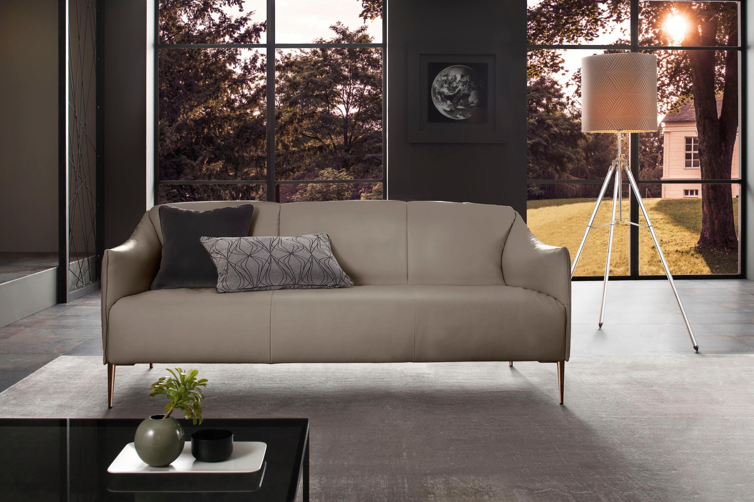W.SCHILLIG 2,5-Sitzer »sally Design-Sofa, Loungesofa, bequem, schmale Armlehnen, Breite 194cm« mit Metallfüßen in Bronze pulverbeschichtet, Breite 194 cm